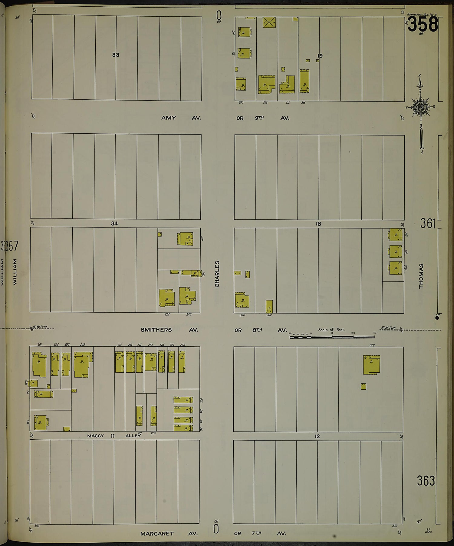 This old map of Birmingham, Jefferson County, Alabama was created by Sanborn Map Company in 1911