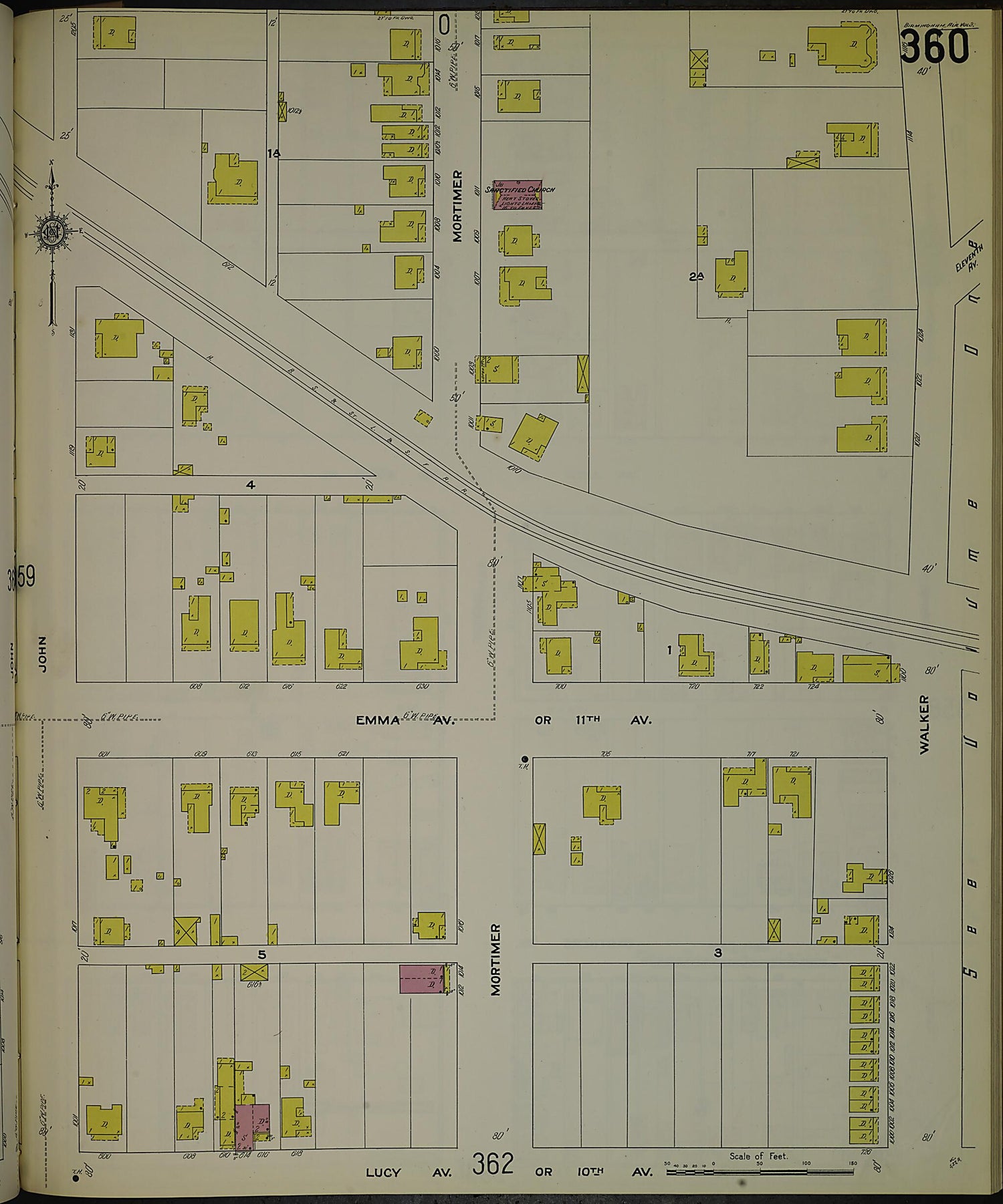 This old map of Birmingham, Jefferson County, Alabama was created by Sanborn Map Company in 1911