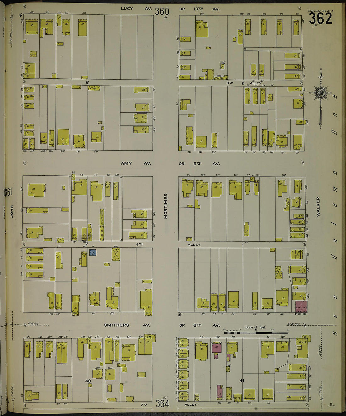 This old map of Birmingham, Jefferson County, Alabama was created by Sanborn Map Company in 1911