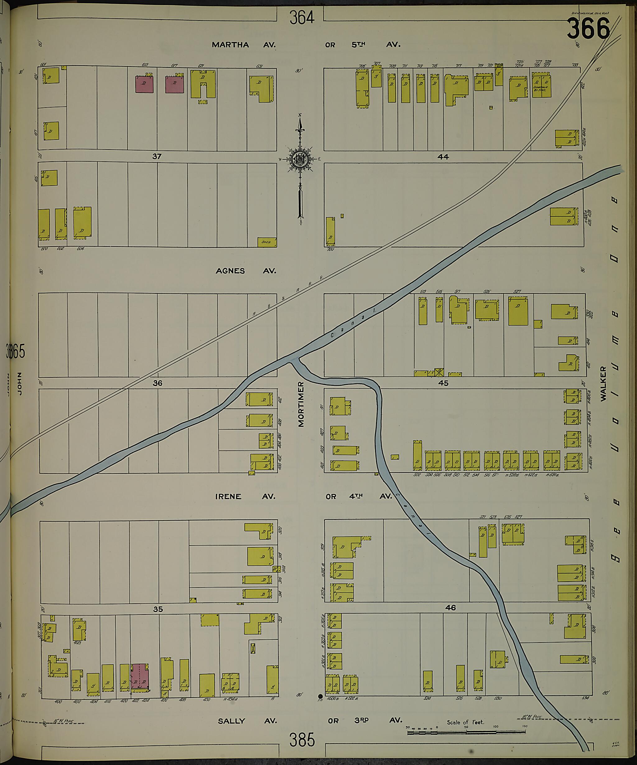 This old map of Birmingham, Jefferson County, Alabama was created by Sanborn Map Company in 1911