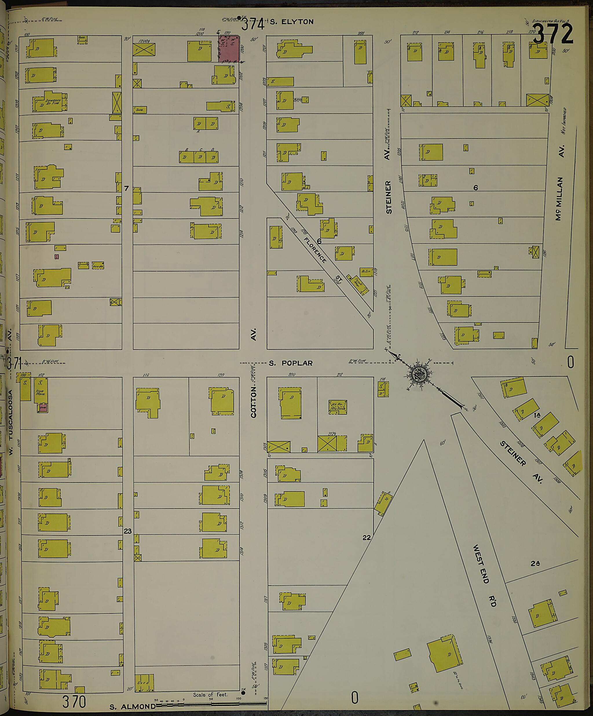 This old map of Birmingham, Jefferson County, Alabama was created by Sanborn Map Company in 1911