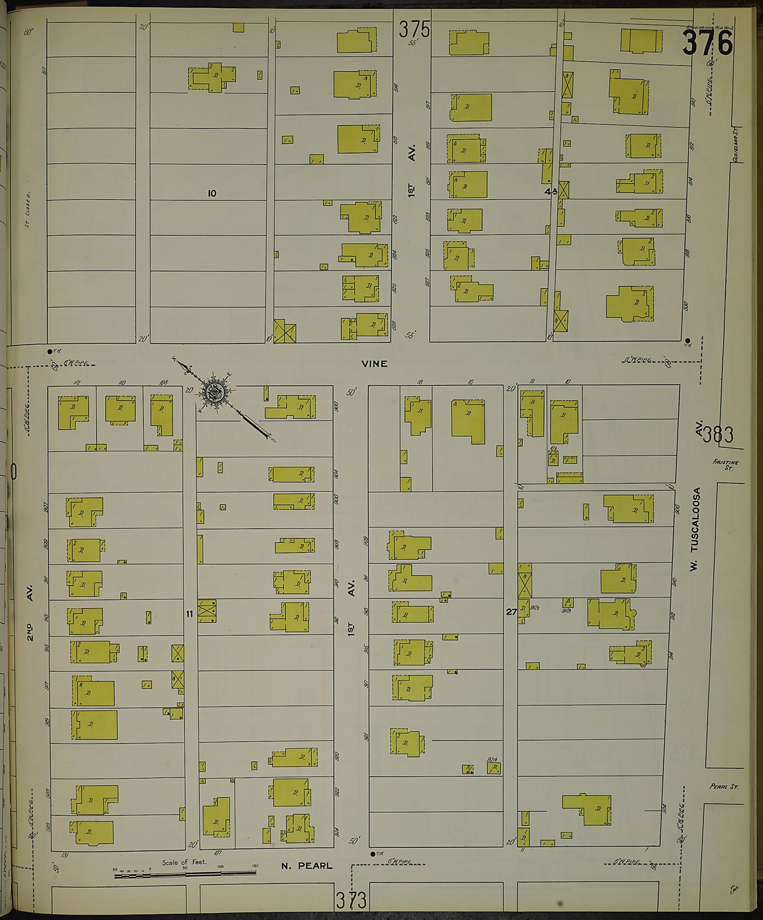 This old map of Birmingham, Jefferson County, Alabama was created by Sanborn Map Company in 1911