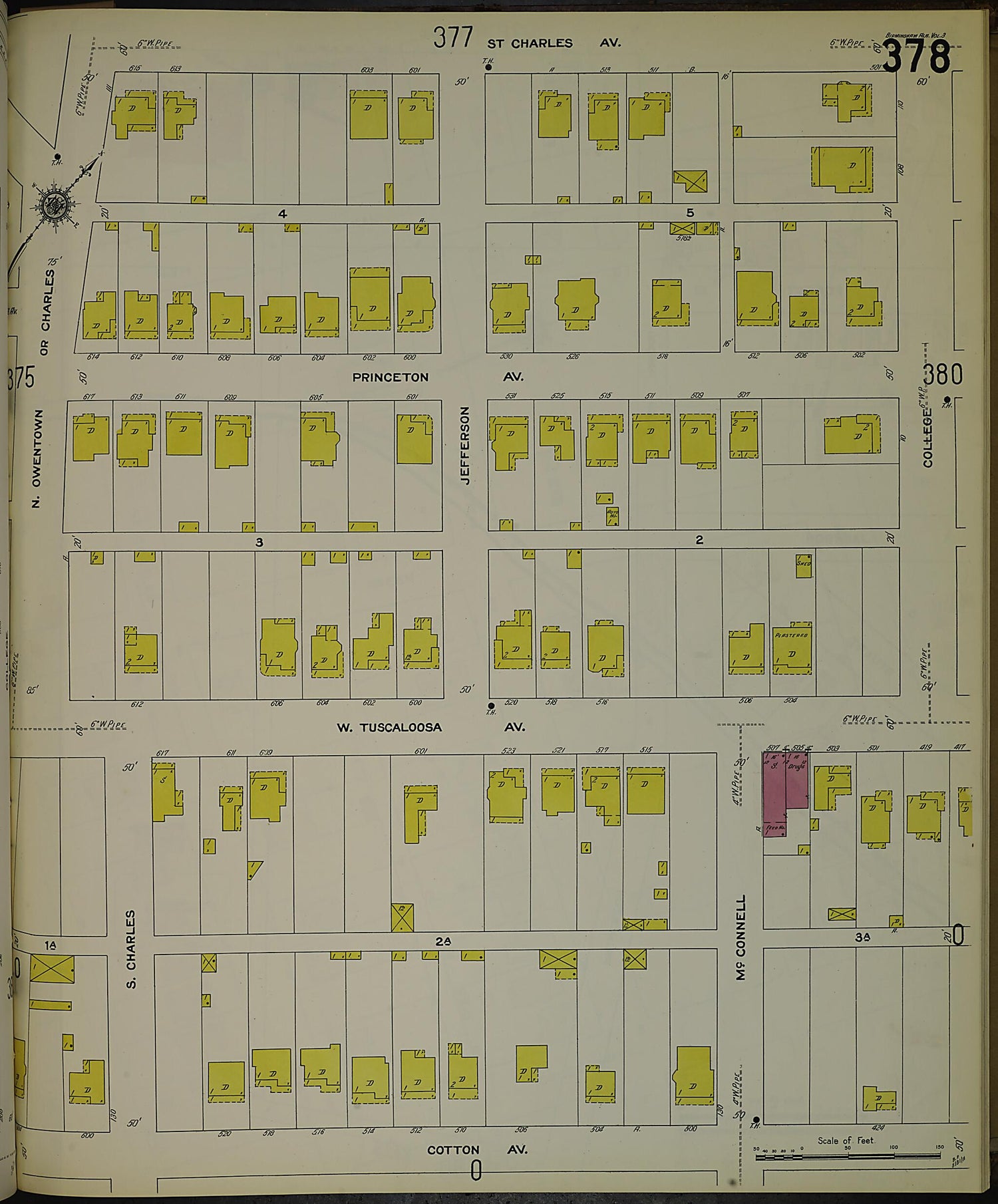 This old map of Birmingham, Jefferson County, Alabama was created by Sanborn Map Company in 1911