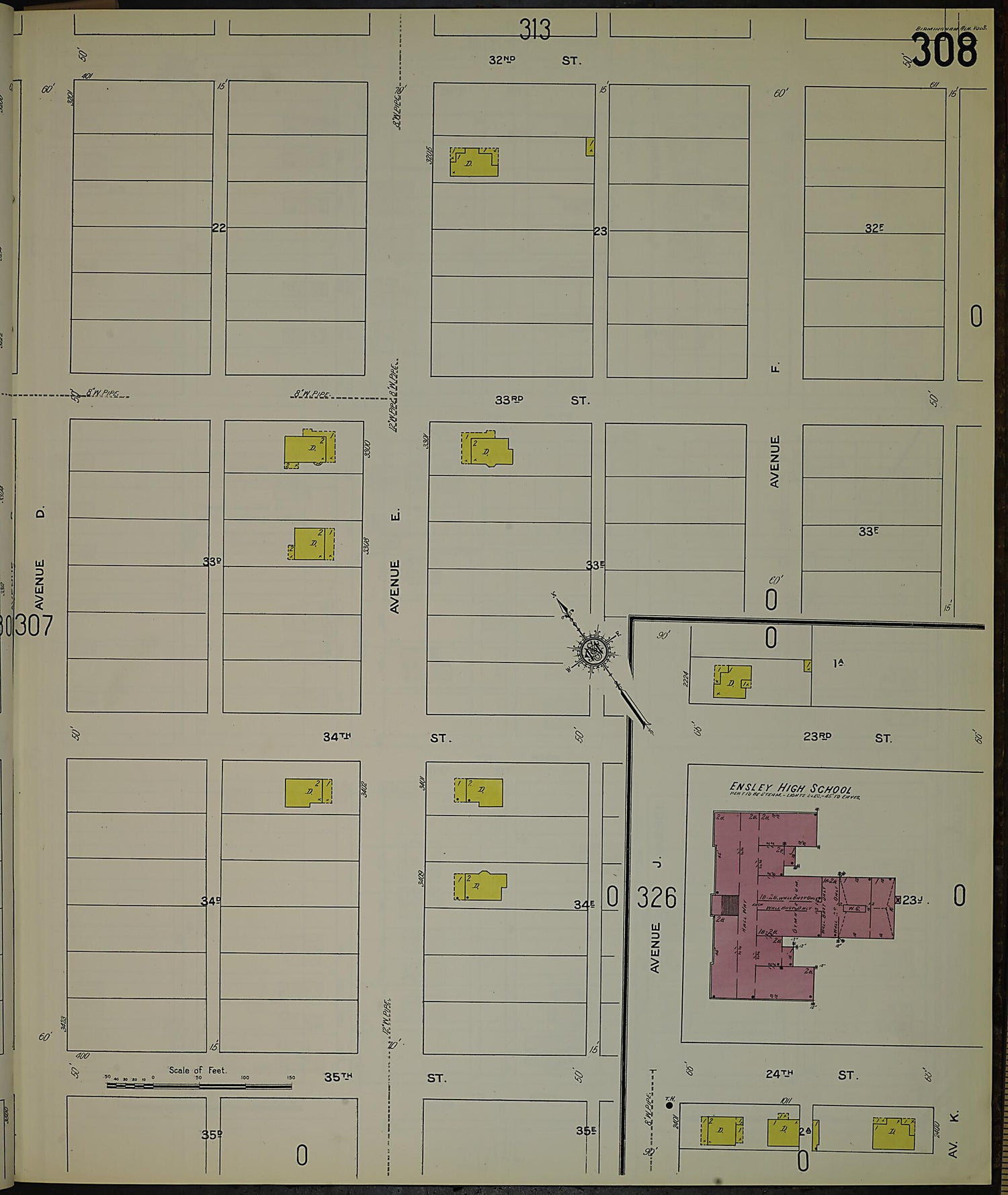 This old map of Birmingham, Jefferson County, Alabama was created by Sanborn Map Company in 1911