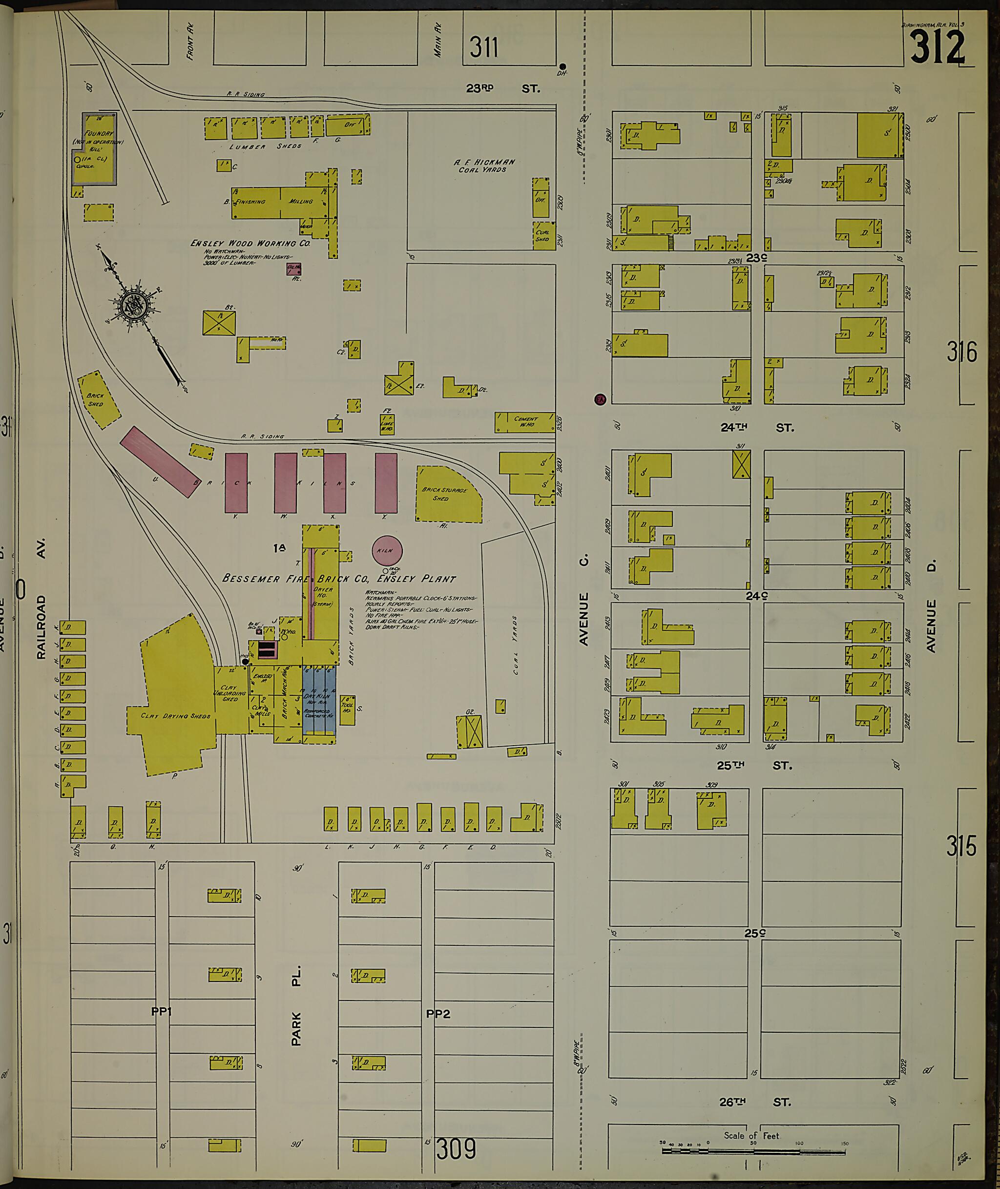 This old map of Birmingham, Jefferson County, Alabama was created by Sanborn Map Company in 1911