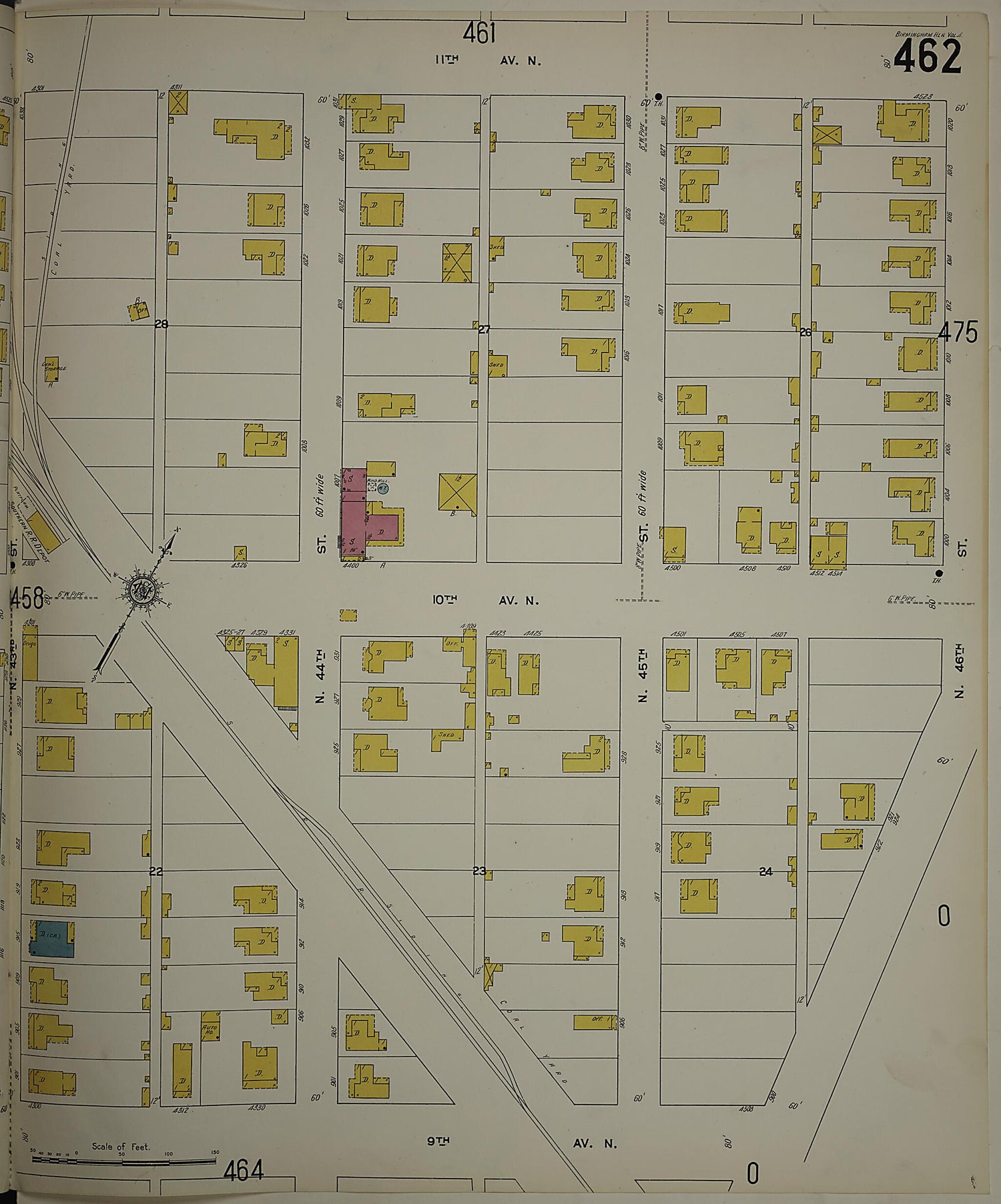 This old map of Birmingham, Jefferson County, Alabama was created by Sanborn Map Company in 1911