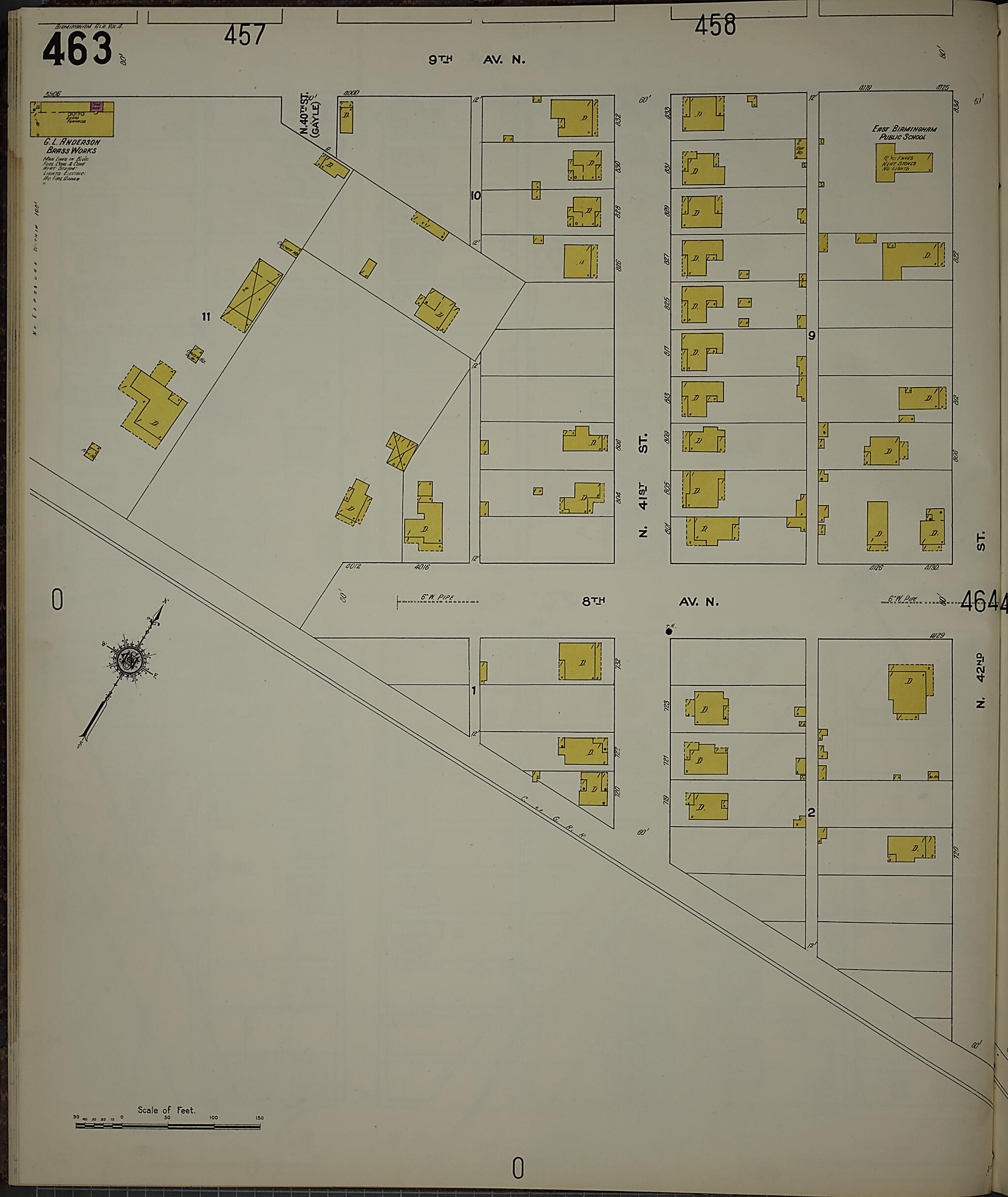 This old map of Birmingham, Jefferson County, Alabama was created by Sanborn Map Company in 1911