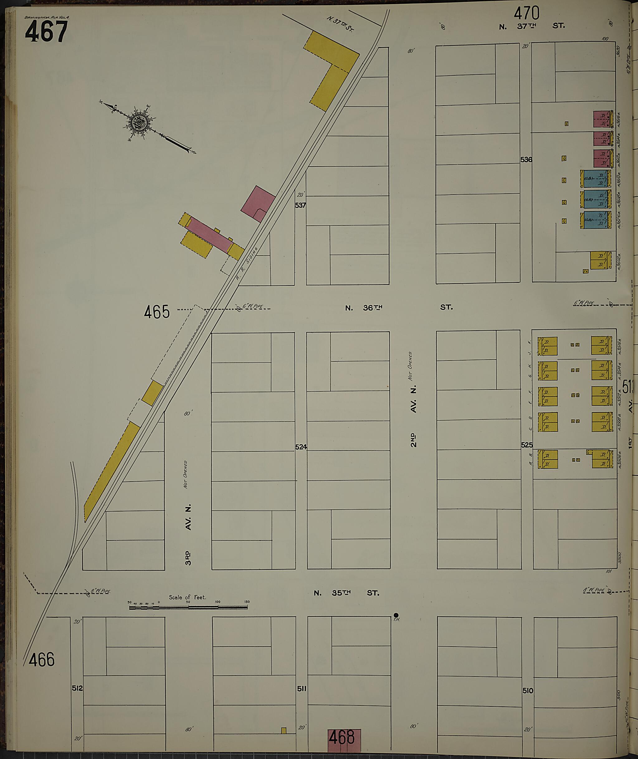 This old map of Birmingham, Jefferson County, Alabama was created by Sanborn Map Company in 1911