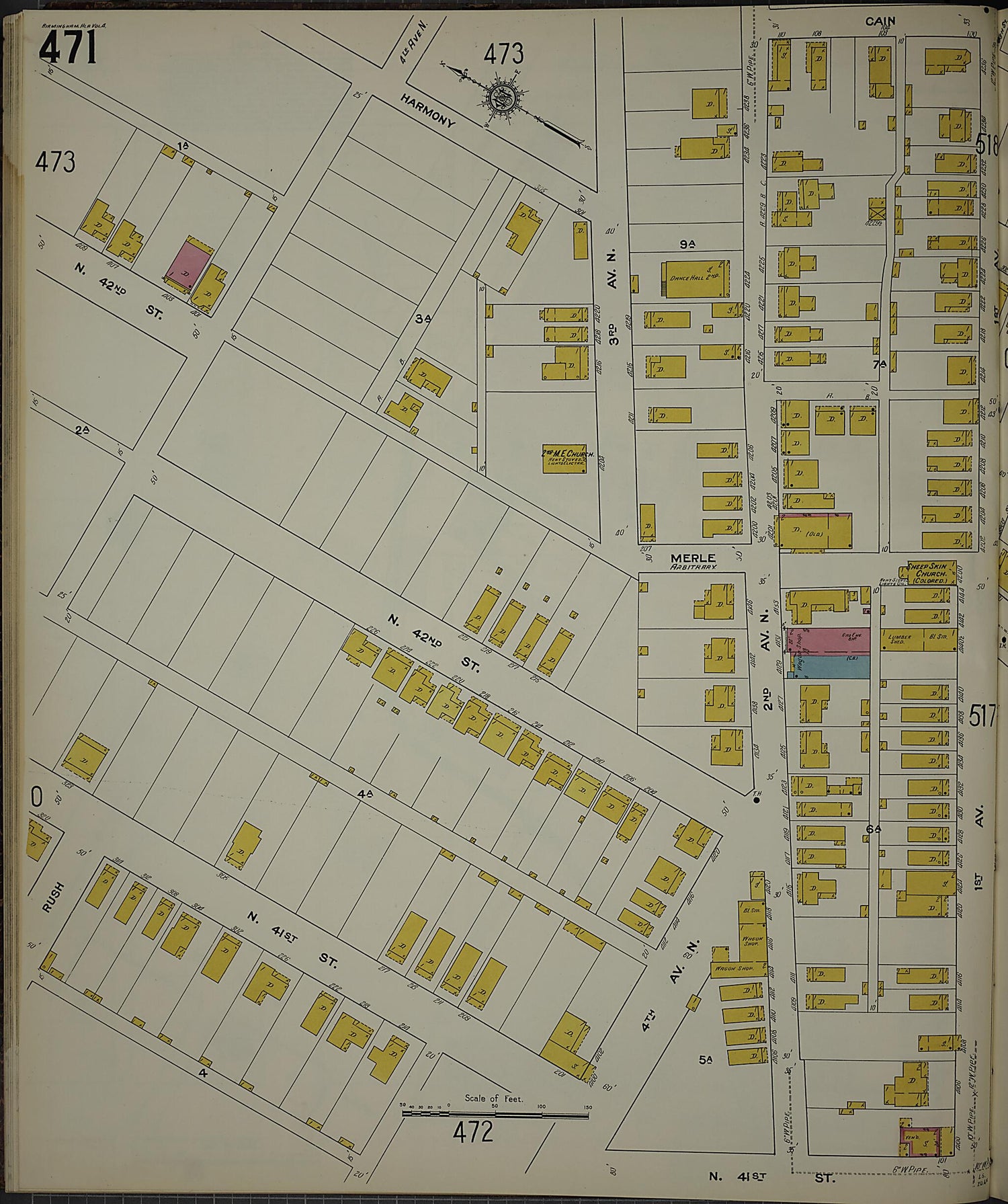 This old map of Birmingham, Jefferson County, Alabama was created by Sanborn Map Company in 1911