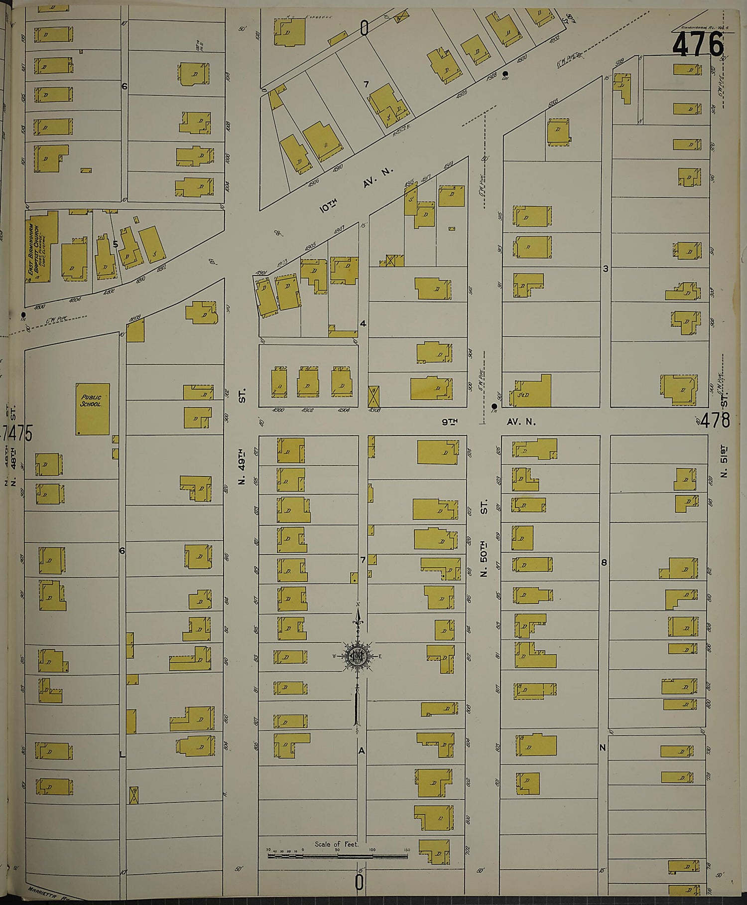 This old map of Birmingham, Jefferson County, Alabama was created by Sanborn Map Company in 1911