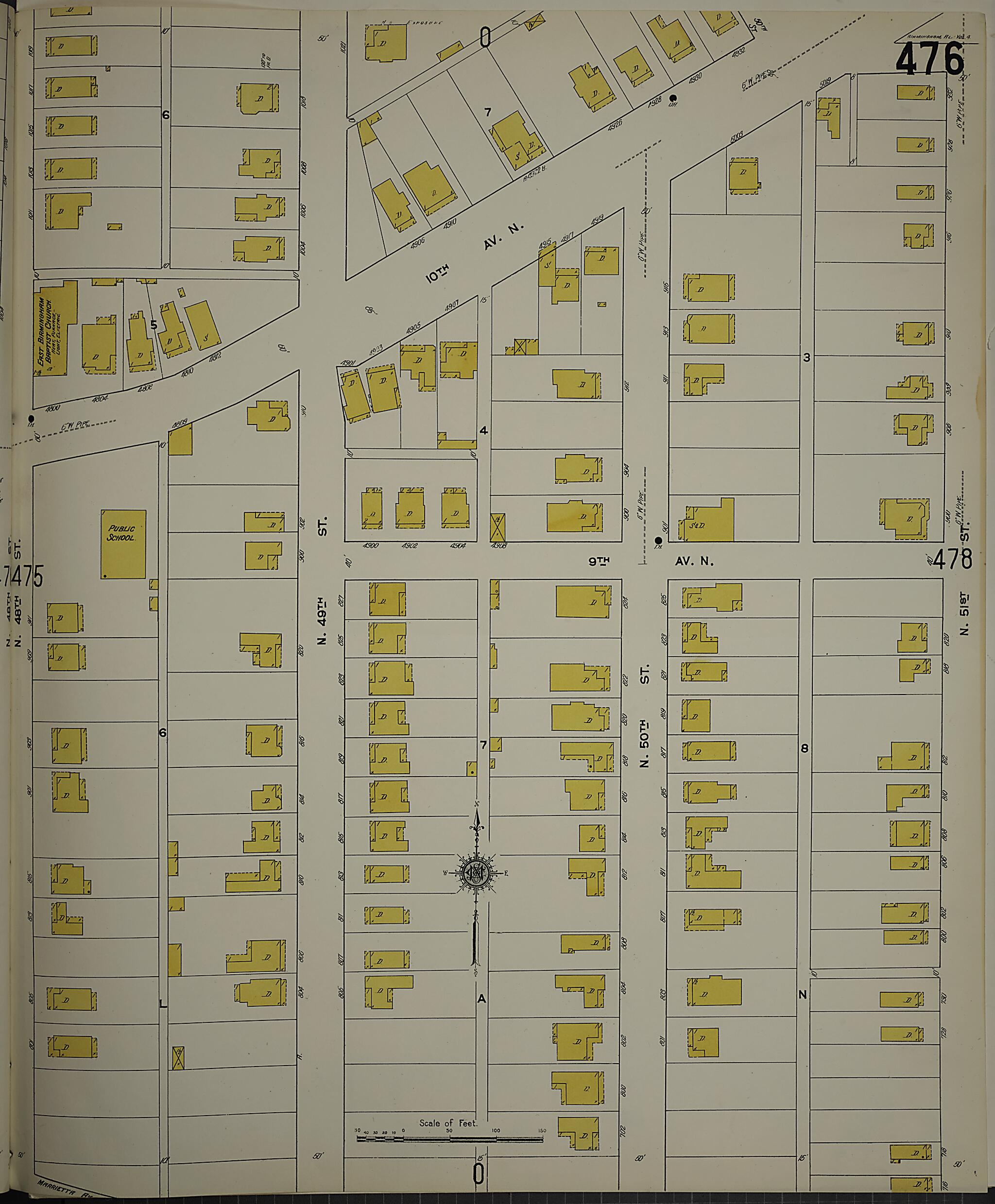 This old map of Birmingham, Jefferson County, Alabama was created by Sanborn Map Company in 1911