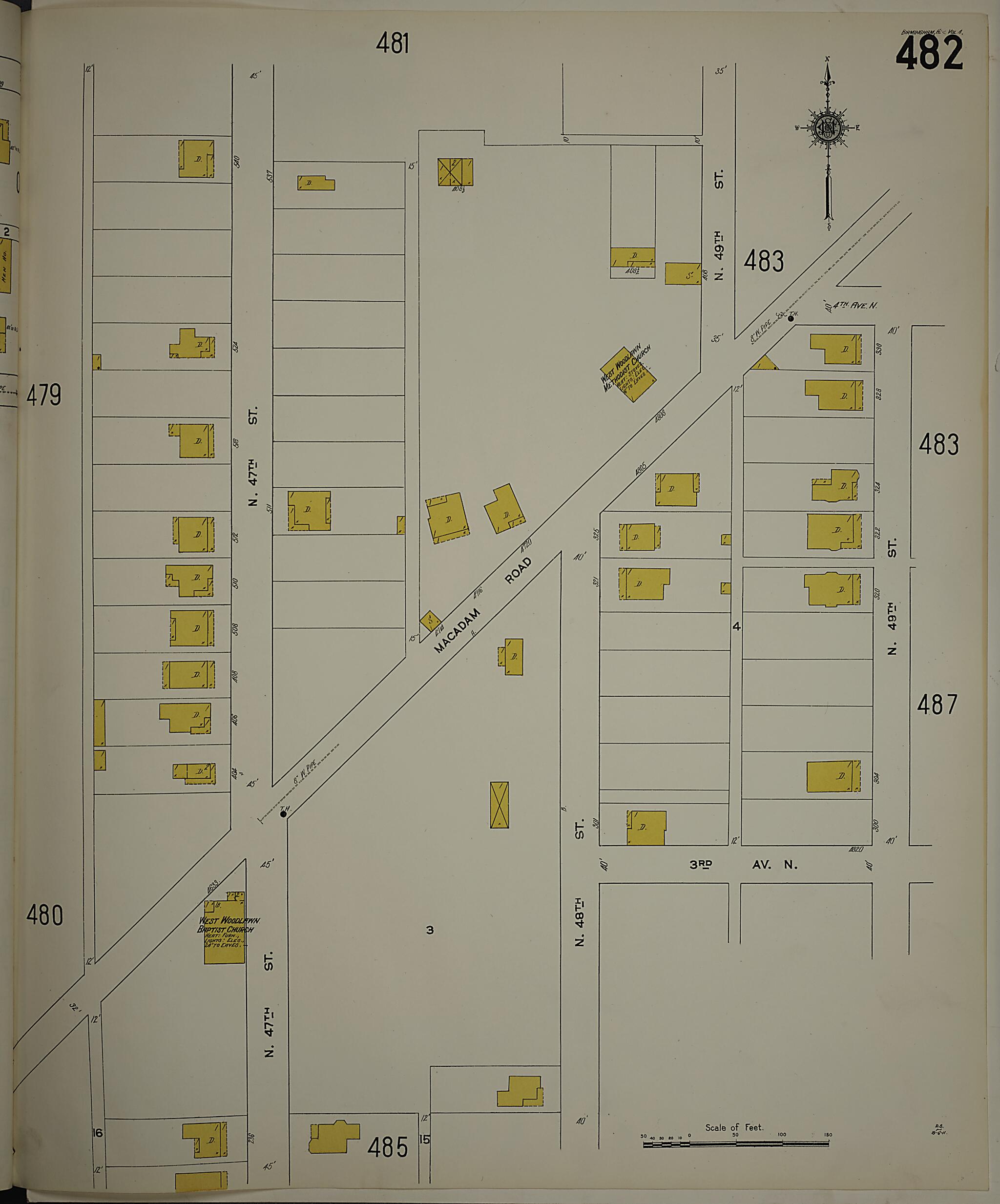 This old map of Birmingham, Jefferson County, Alabama was created by Sanborn Map Company in 1911