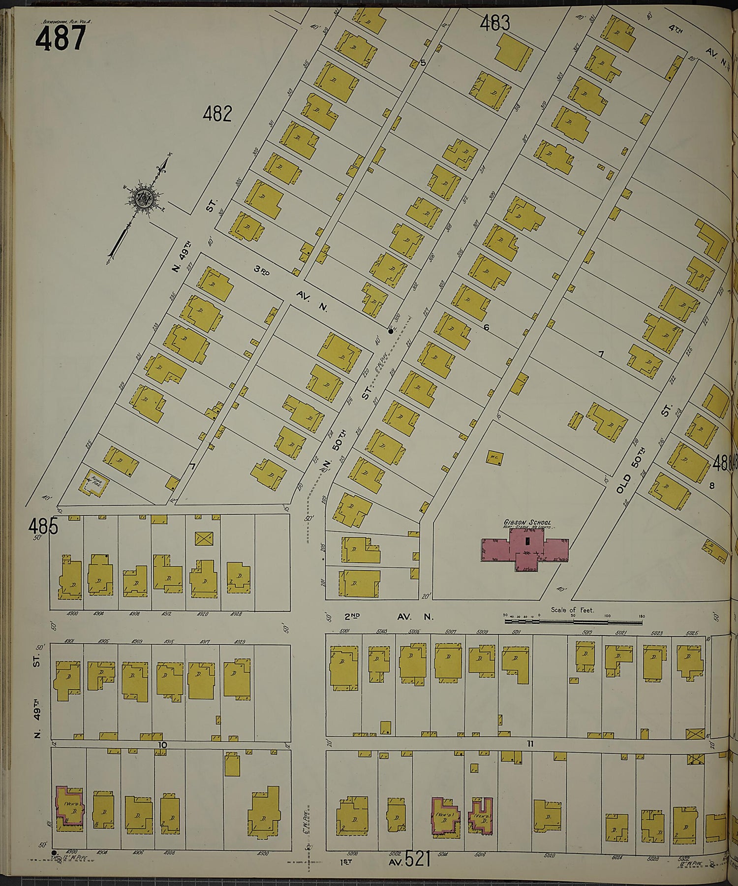 This old map of Birmingham, Jefferson County, Alabama was created by Sanborn Map Company in 1911