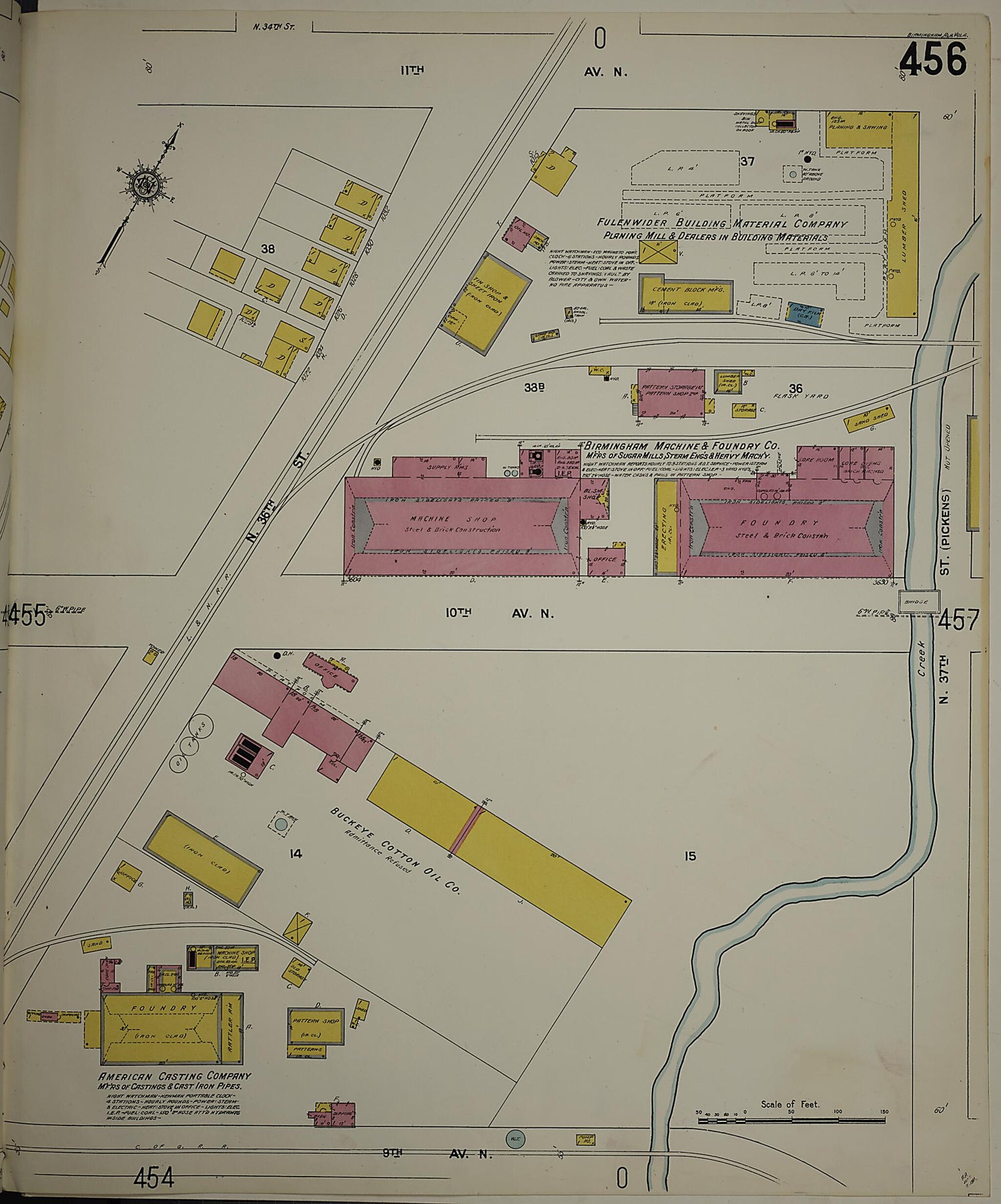 This old map of Birmingham, Jefferson County, Alabama was created by Sanborn Map Company in 1911