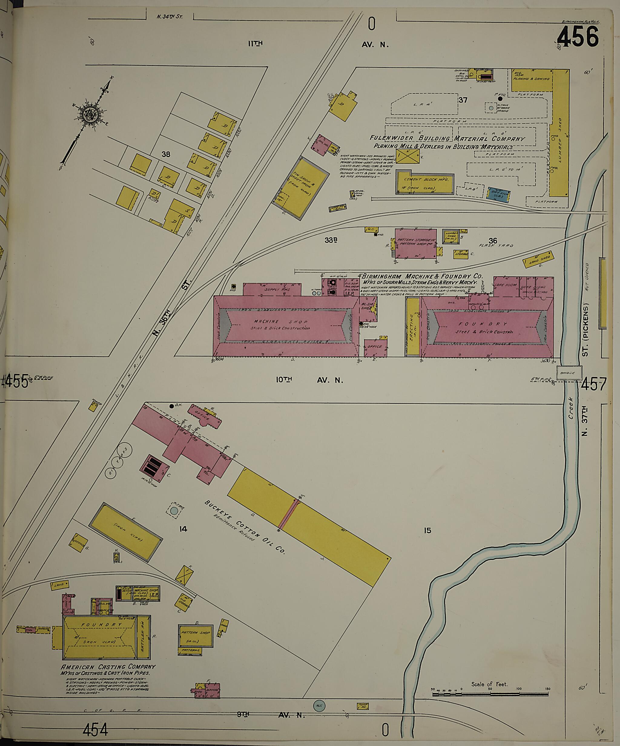 This old map of Birmingham, Jefferson County, Alabama was created by Sanborn Map Company in 1911