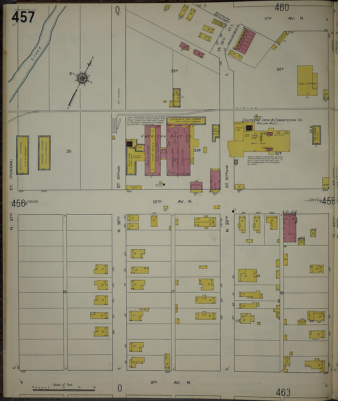 This old map of Birmingham, Jefferson County, Alabama was created by Sanborn Map Company in 1911