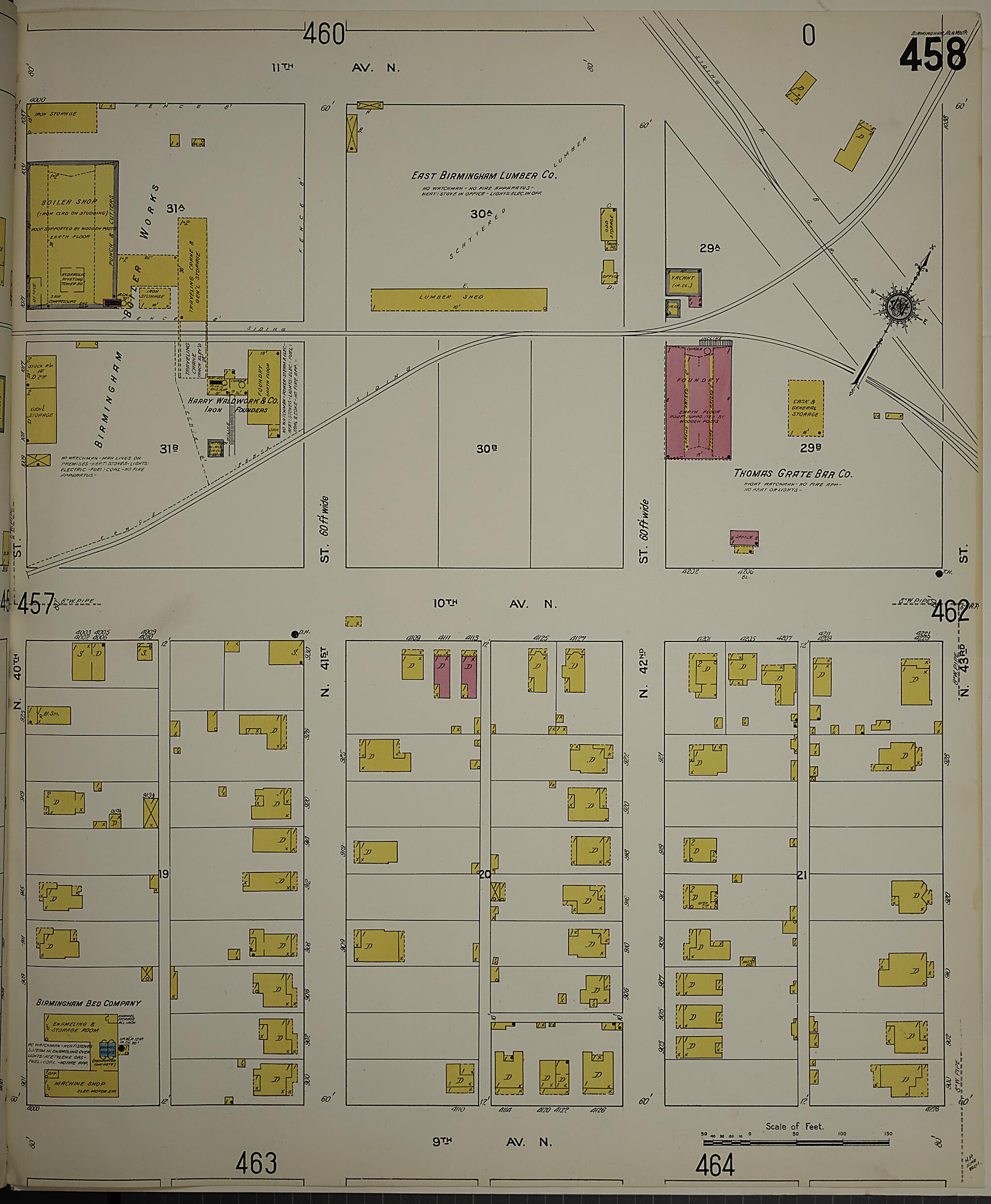 This old map of Birmingham, Jefferson County, Alabama was created by Sanborn Map Company in 1911