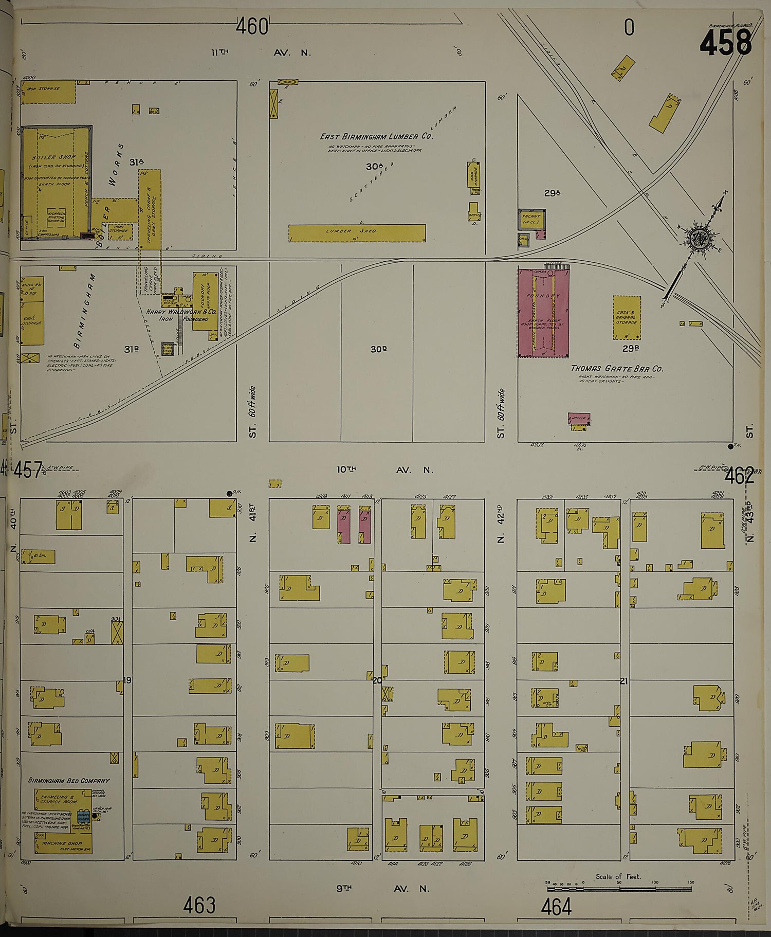 This old map of Birmingham, Jefferson County, Alabama was created by Sanborn Map Company in 1911