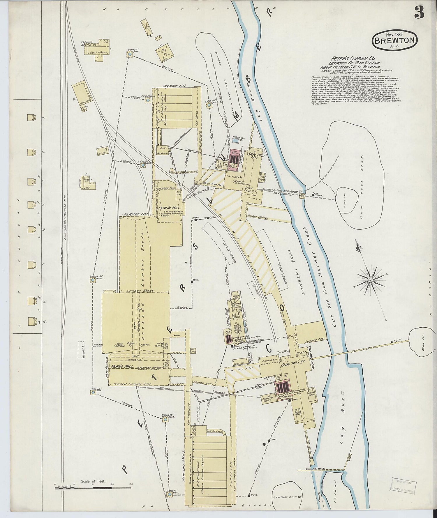 This old map of Brewton, Escambia County, Alabama was created by Sanborn Map Company in 1893