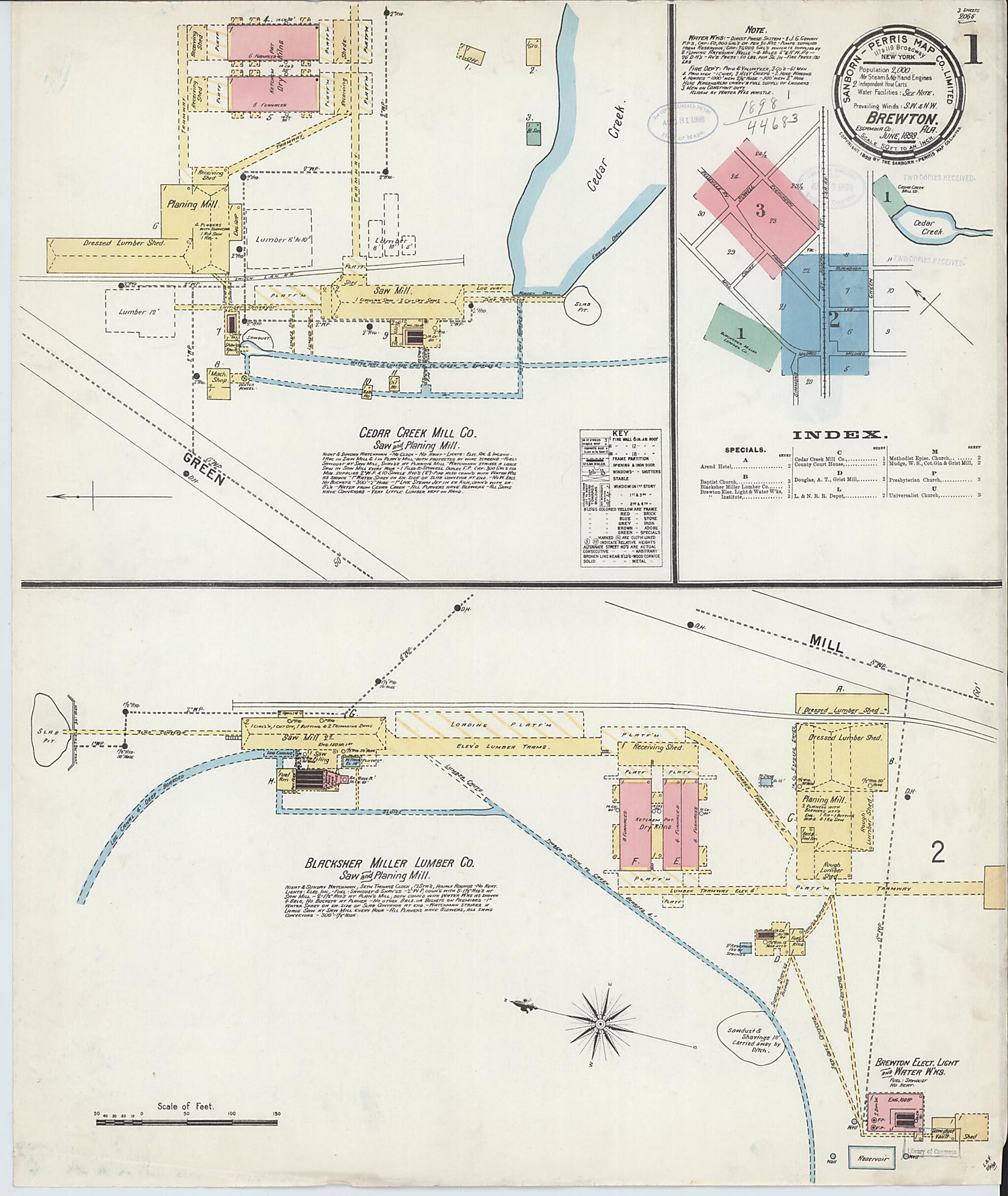 This old map of Brewton, Escambia County, Alabama was created by Sanborn Map Company in 1898