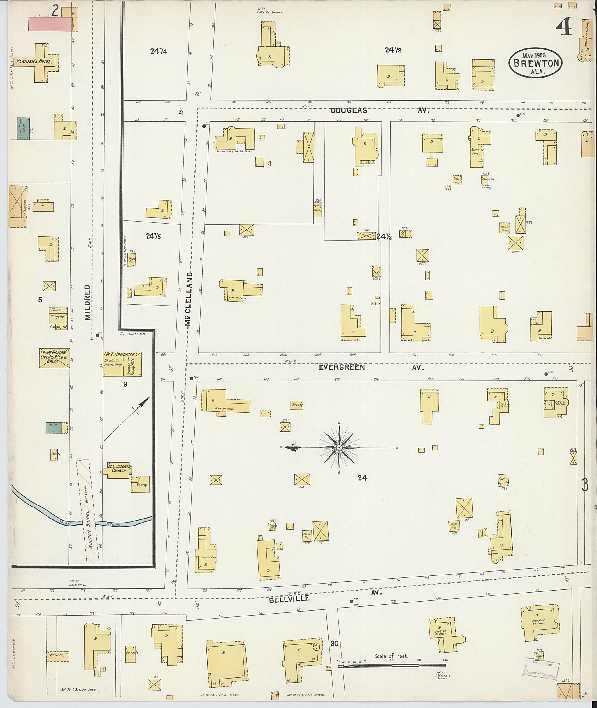 This old map of Brewton, Escambia County, Alabama was created by Sanborn Map Company in 1903