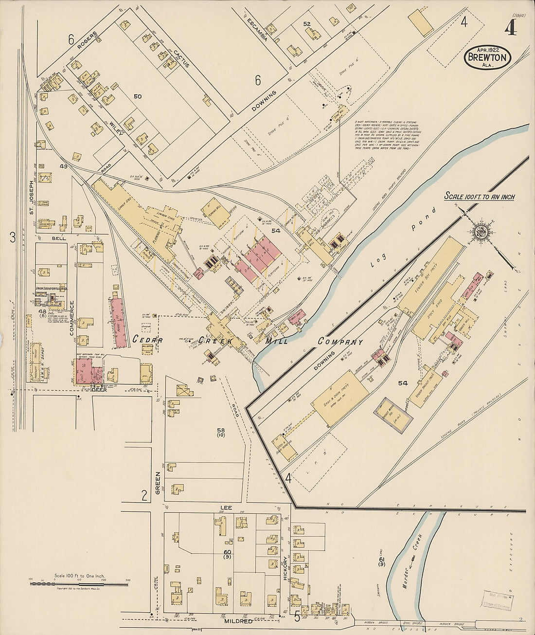 This old map of Brewton, Escambia County, Alabama was created by Sanborn Map Company in 1922