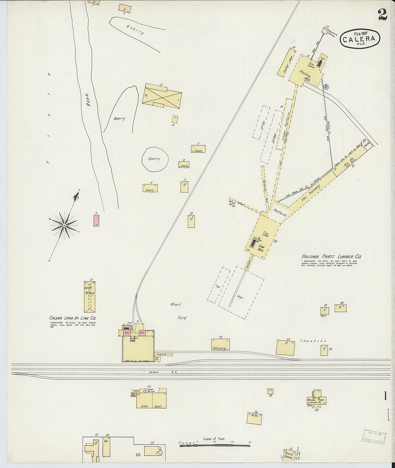 This old map of Calera, Shelby County, Alabama was created by Sanborn Map Company in 1897