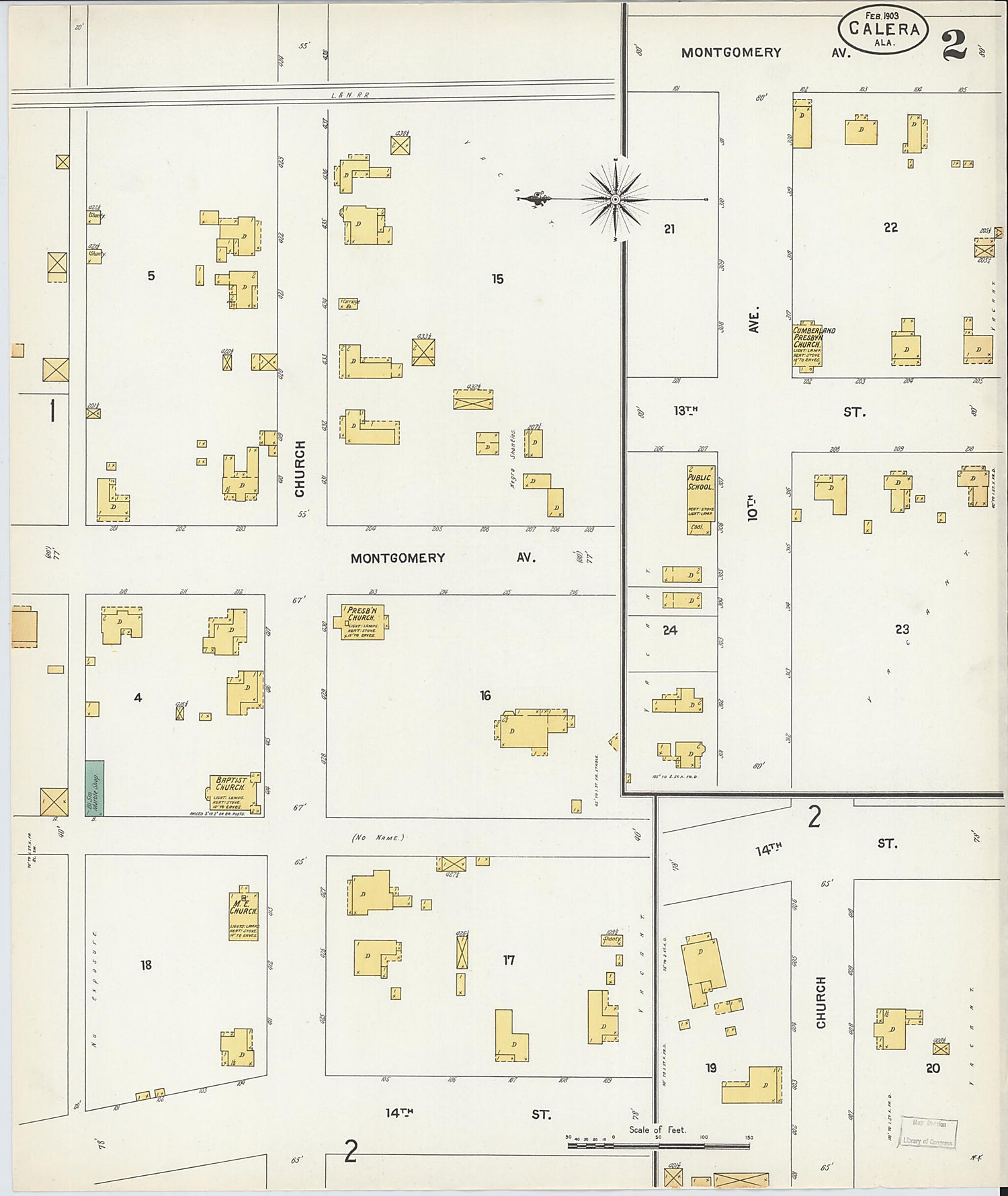 This old map of Calera, Shelby County, Alabama was created by Sanborn Map Company in 1903