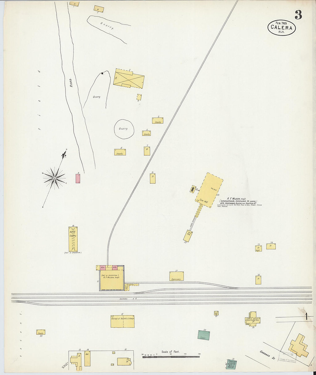 This old map of Calera, Shelby County, Alabama was created by Sanborn Map Company in 1903