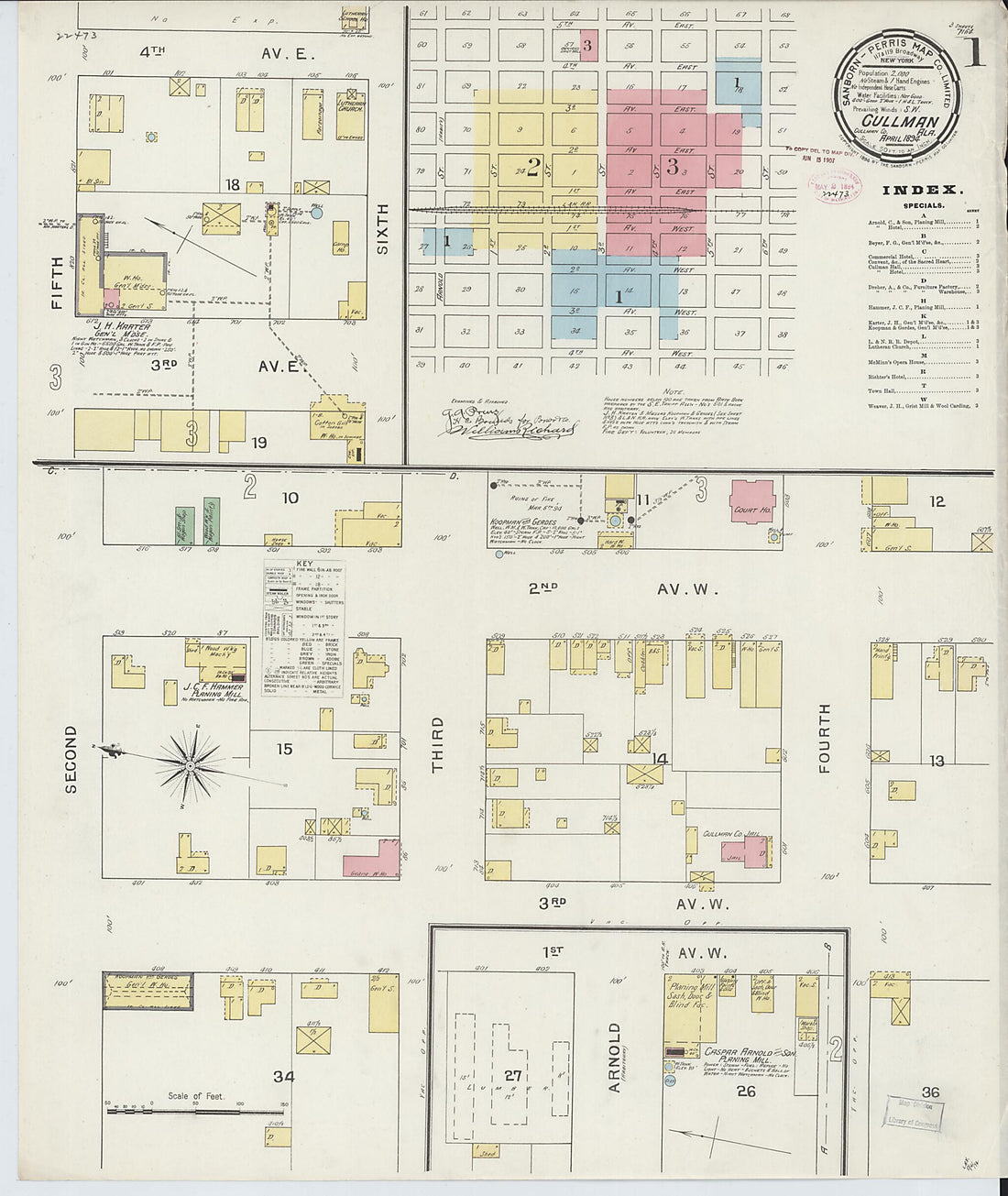 This old map of Cullman, Cullman County, Alabama was created by Sanborn Map Company in 1894