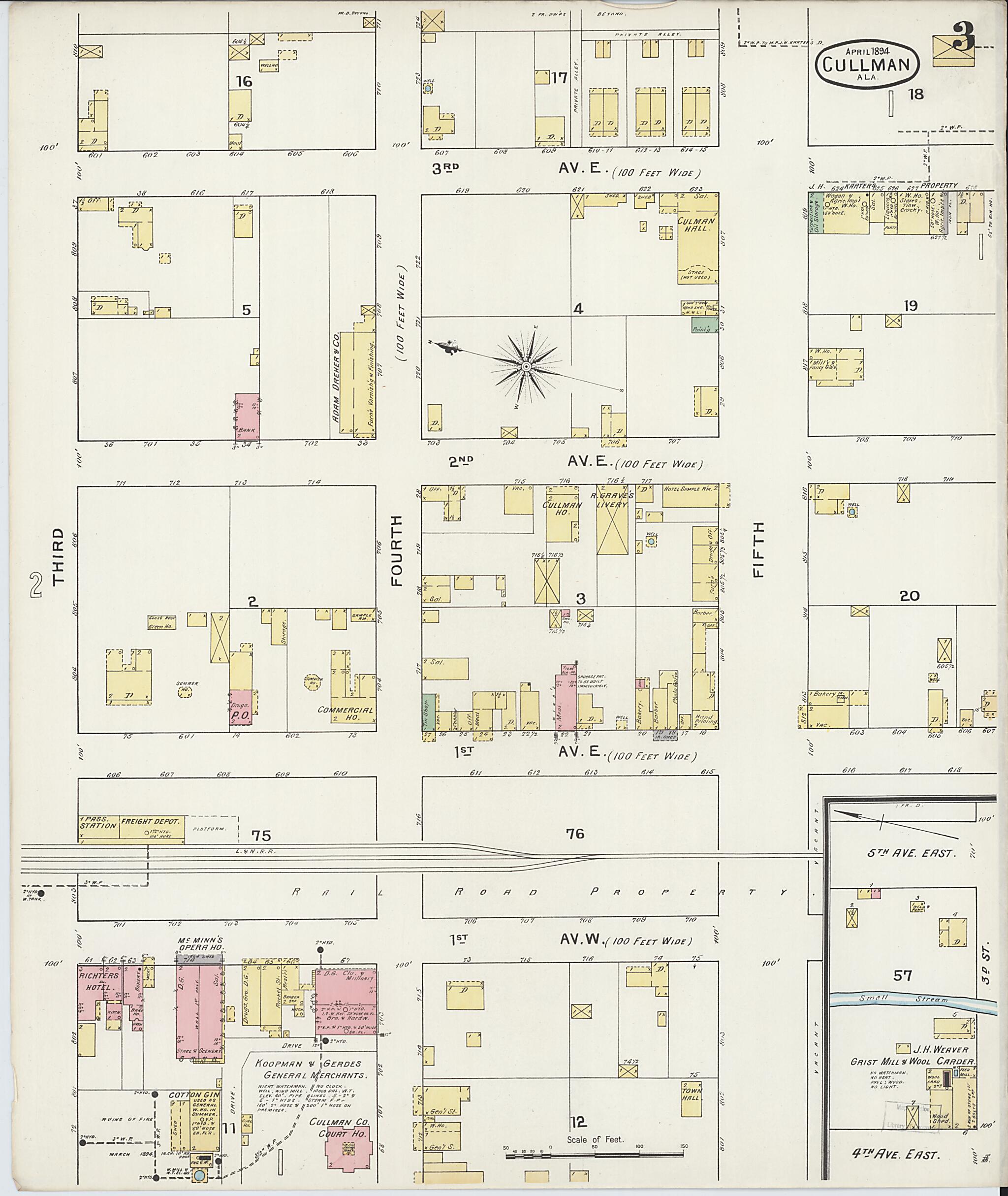 This old map of Cullman, Cullman County, Alabama was created by Sanborn Map Company in 1894