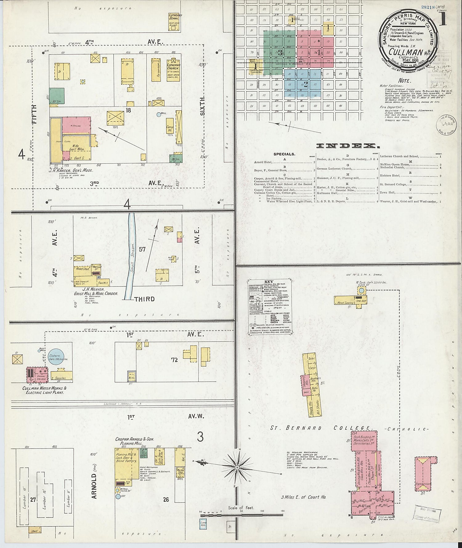 This old map of Cullman, Cullman County, Alabama was created by Sanborn Map Company in 1900