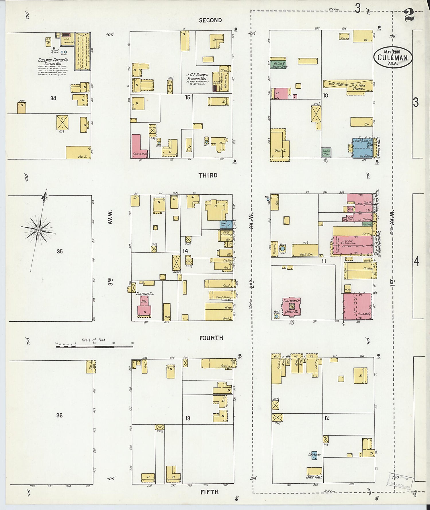 This old map of Cullman, Cullman County, Alabama was created by Sanborn Map Company in 1900