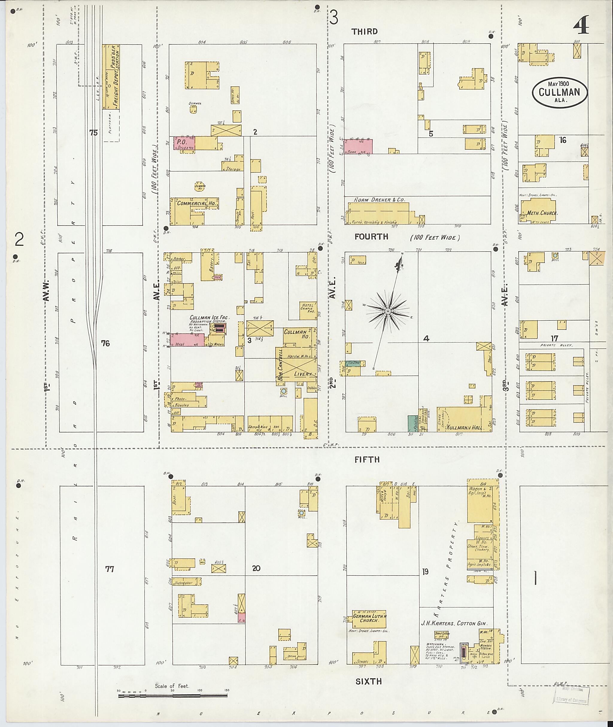 This old map of Cullman, Cullman County, Alabama was created by Sanborn Map Company in 1900