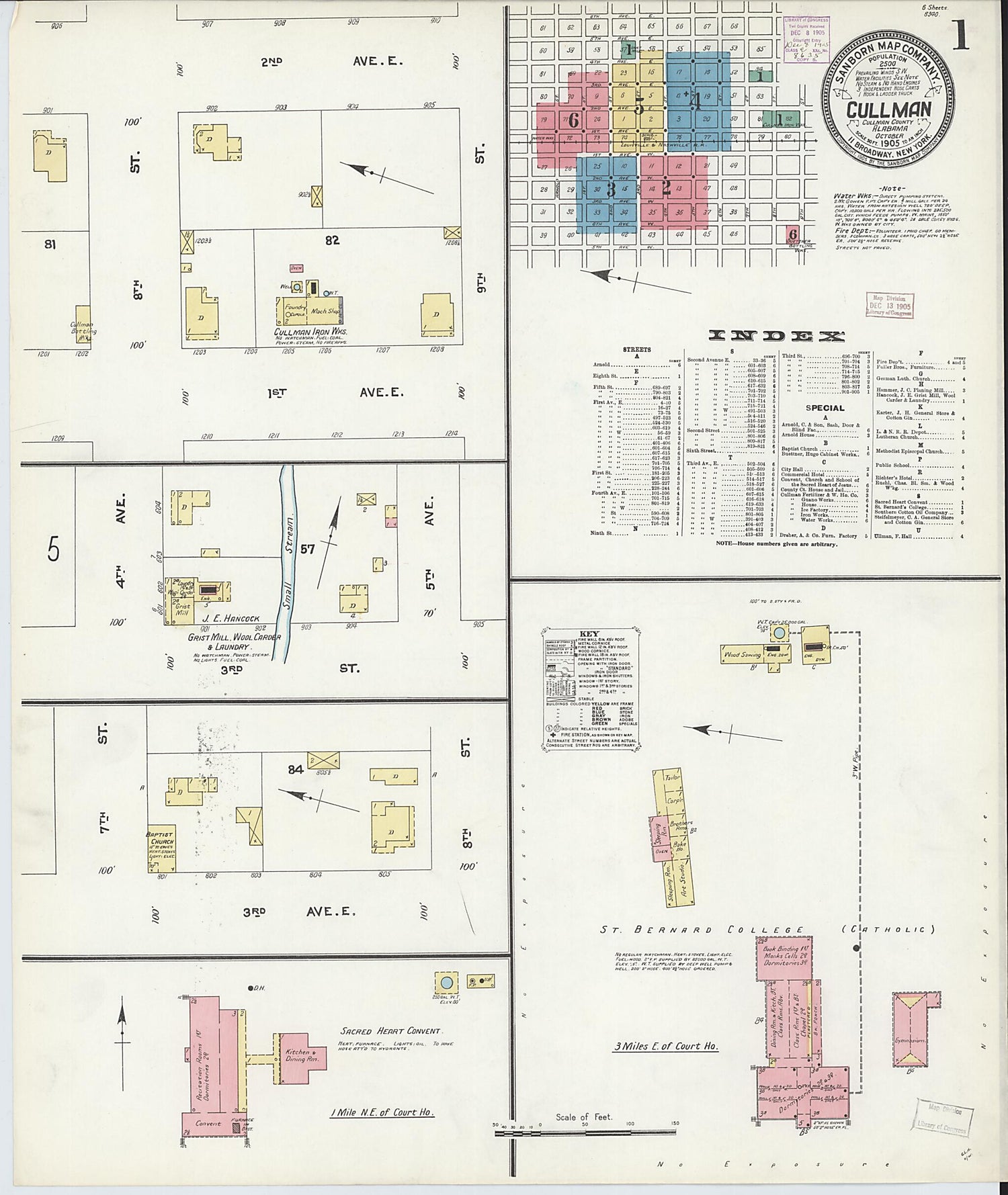 This old map of Cullman, Cullman County, Alabama was created by Sanborn Map Company in 1905