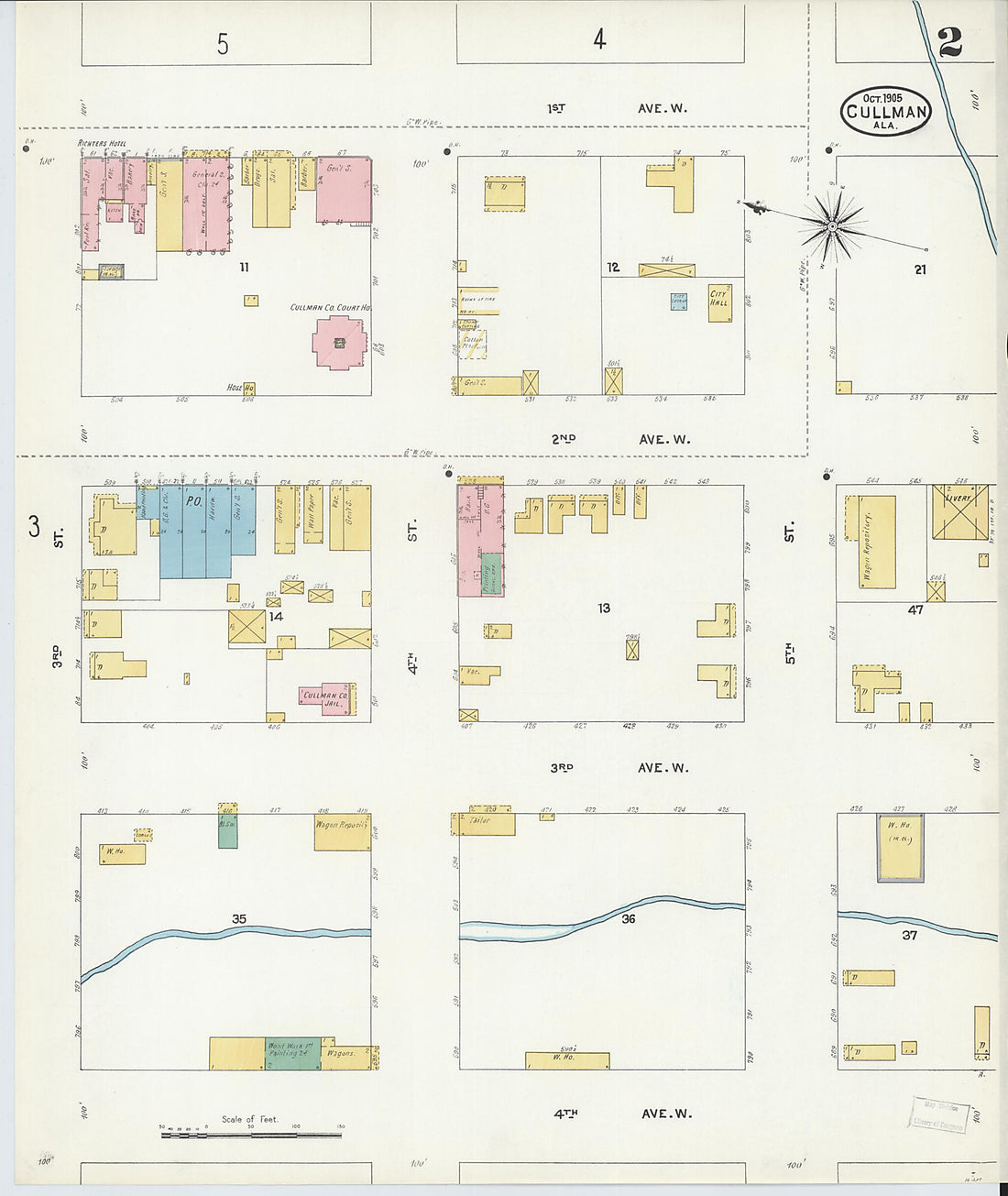 This old map of Cullman, Cullman County, Alabama was created by Sanborn Map Company in 1905