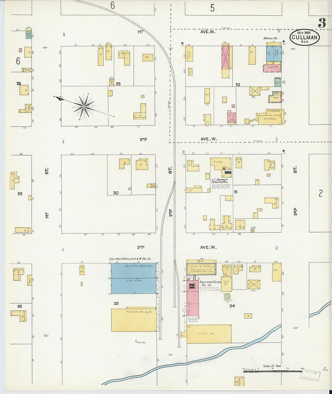 This old map of Cullman, Cullman County, Alabama was created by Sanborn Map Company in 1905