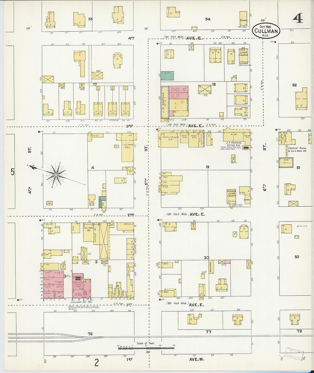 This old map of Cullman, Cullman County, Alabama was created by Sanborn Map Company in 1905