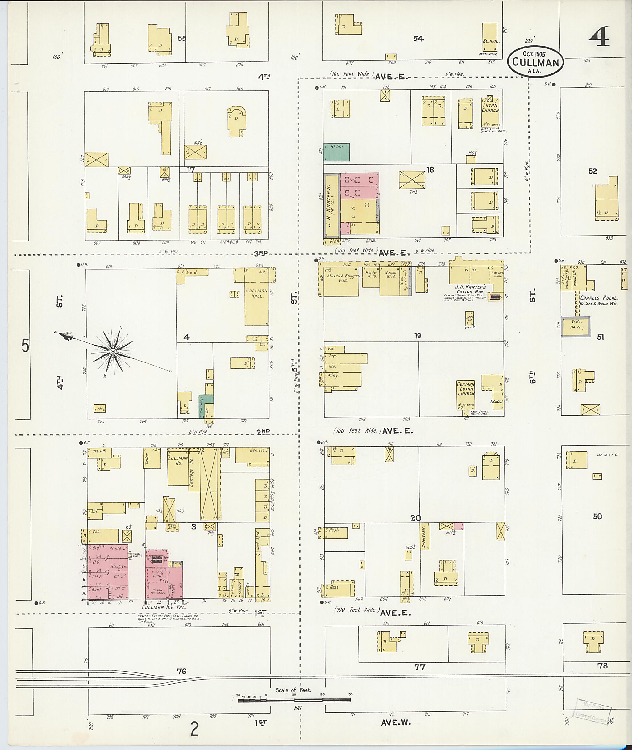 This old map of Cullman, Cullman County, Alabama was created by Sanborn Map Company in 1905