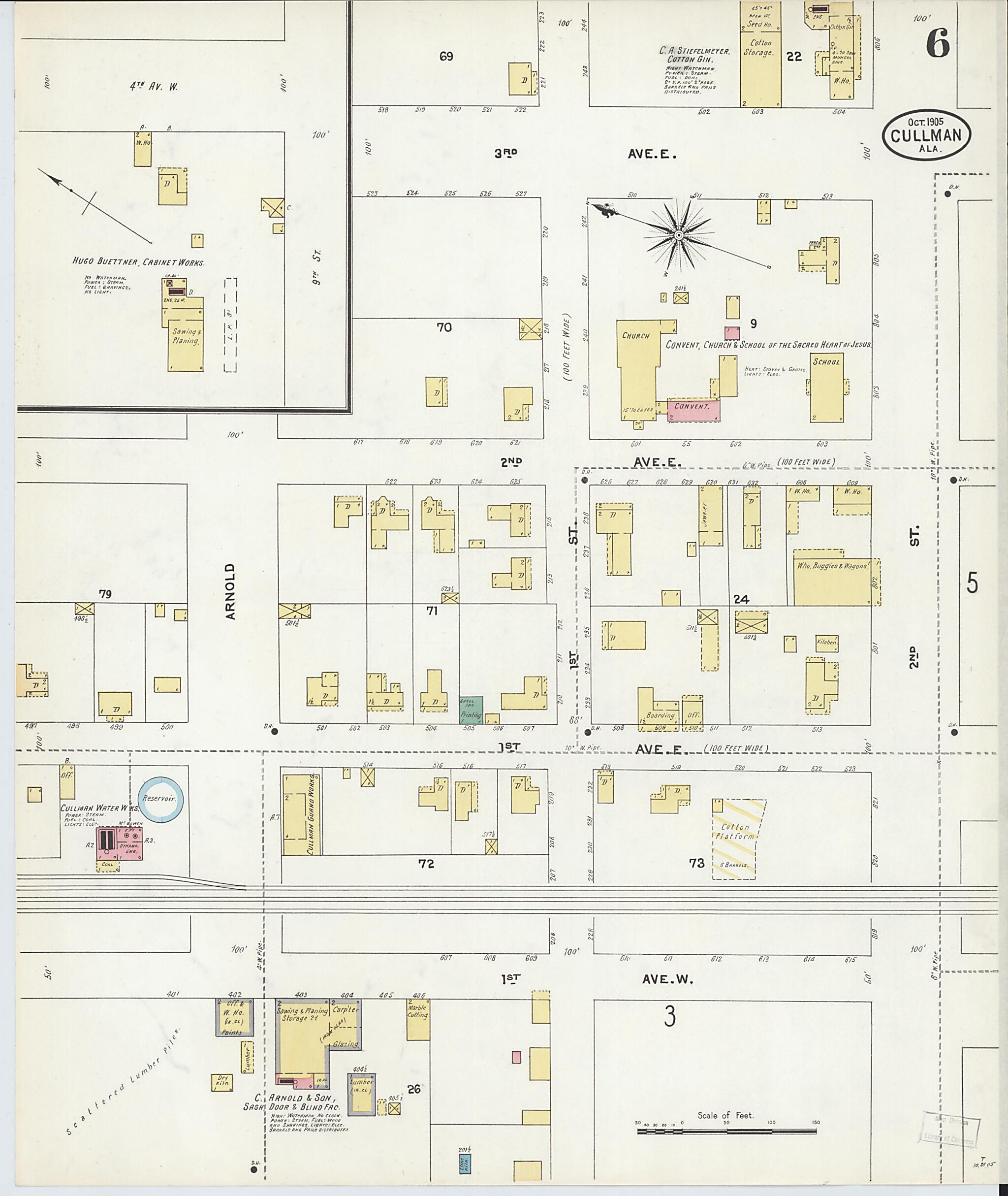 This old map of Cullman, Cullman County, Alabama was created by Sanborn Map Company in 1905