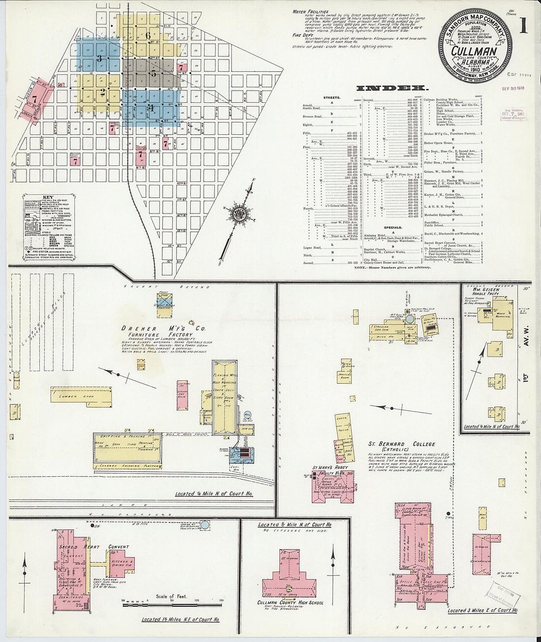 This old map of Cullman, Cullman County, Alabama was created by Sanborn Map Company in 1910