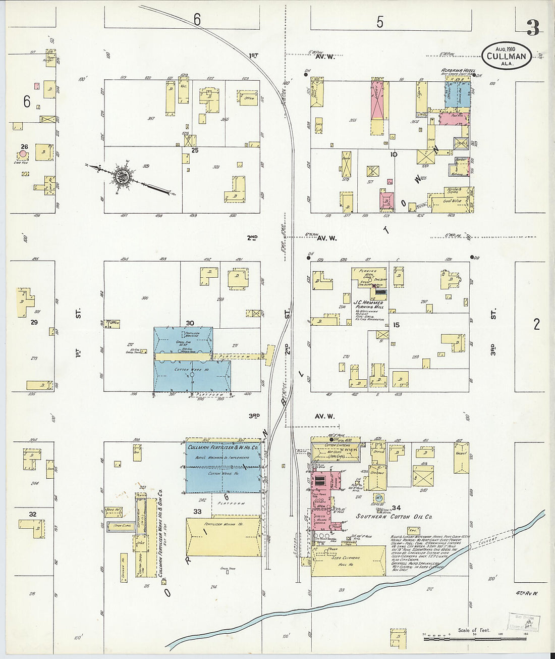 This old map of Cullman, Cullman County, Alabama was created by Sanborn Map Company in 1910