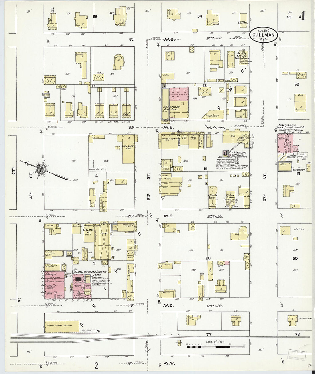 This old map of Cullman, Cullman County, Alabama was created by Sanborn Map Company in 1910