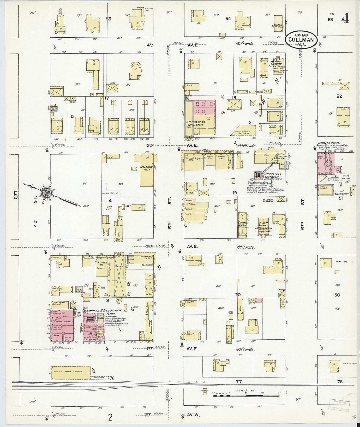 This old map of Cullman, Cullman County, Alabama was created by Sanborn Map Company in 1910