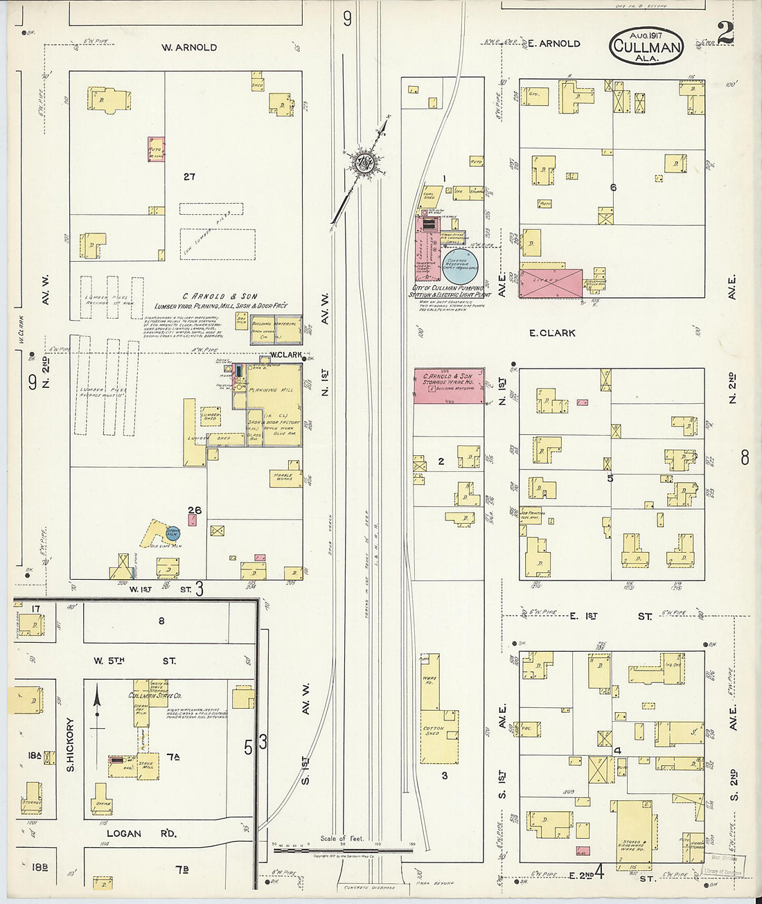 This old map of Cullman, Cullman County, Alabama was created by Sanborn Map Company in 1917