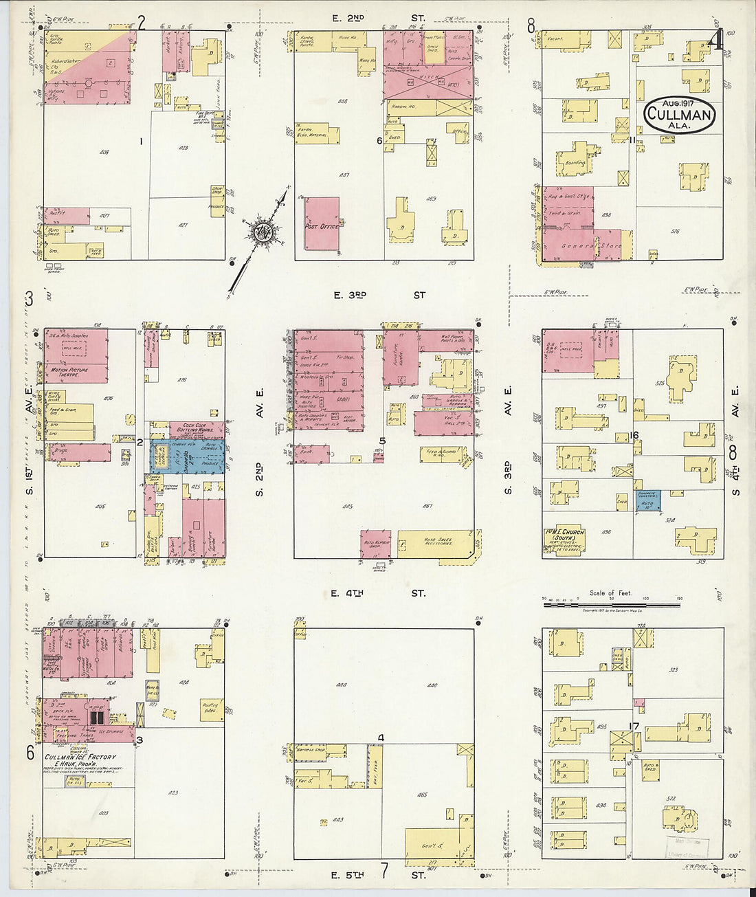 This old map of Cullman, Cullman County, Alabama was created by Sanborn Map Company in 1917