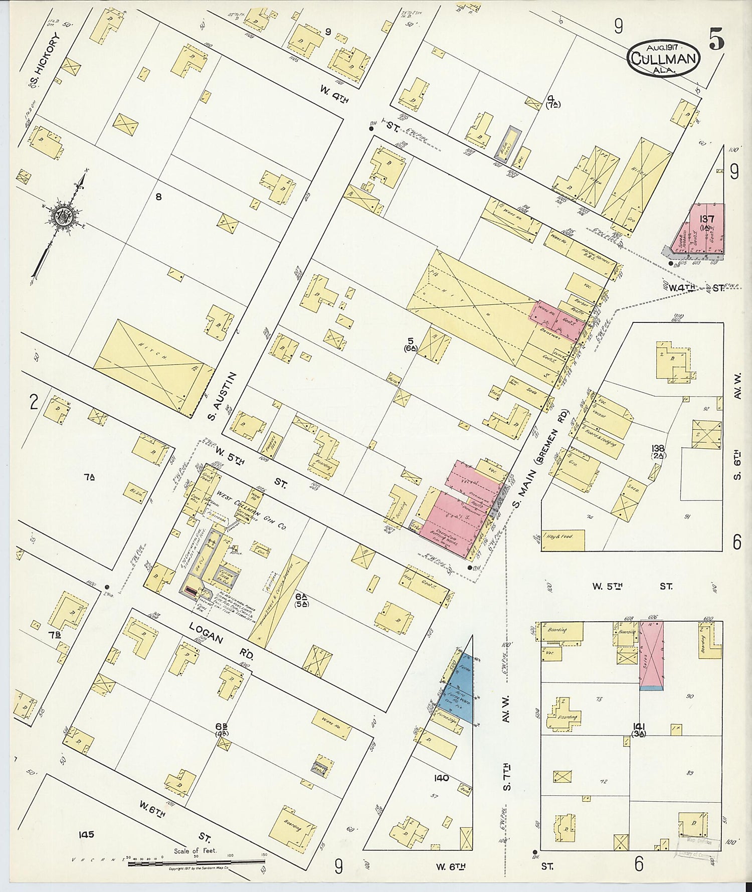 This old map of Cullman, Cullman County, Alabama was created by Sanborn Map Company in 1917