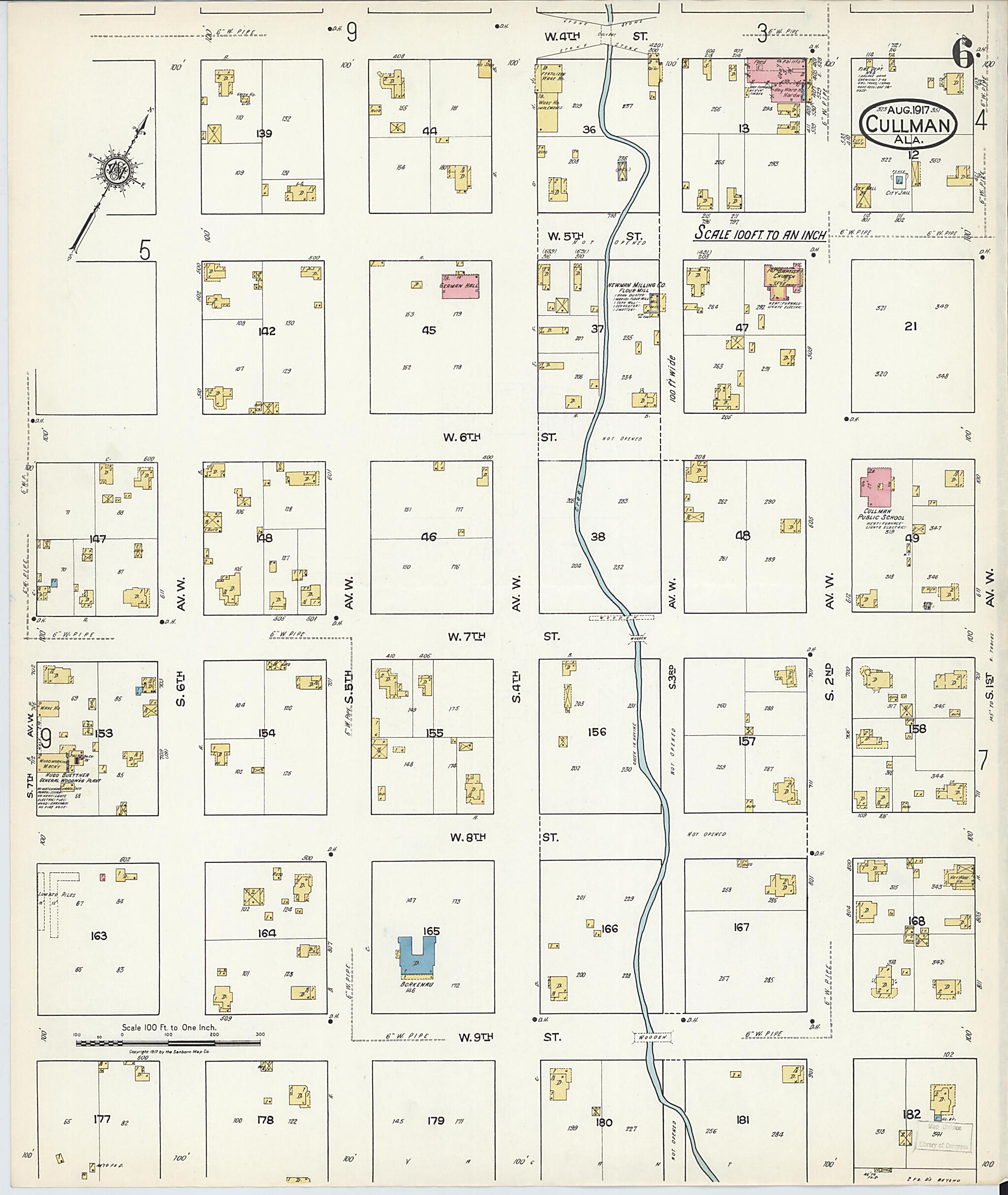 This old map of Cullman, Cullman County, Alabama was created by Sanborn Map Company in 1917