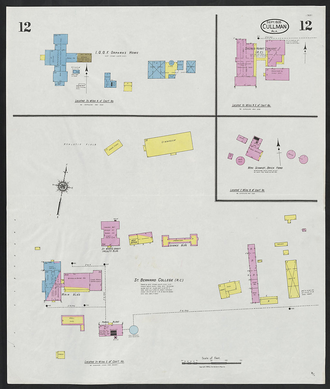 This old map of Cullman, Cullman County, Alabama was created by Sanborn Map Company in 1926