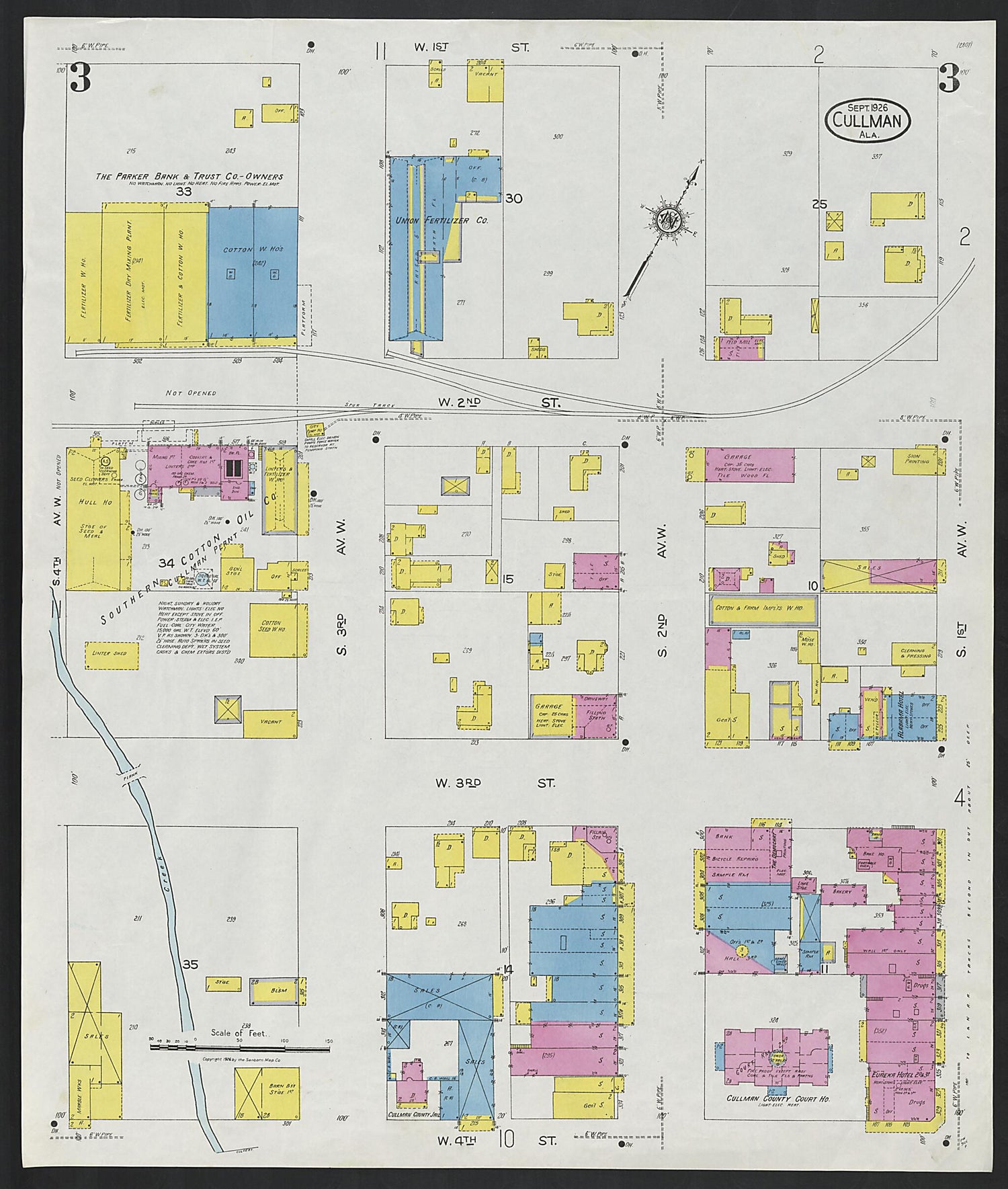 This old map of Cullman, Cullman County, Alabama was created by Sanborn Map Company in 1926